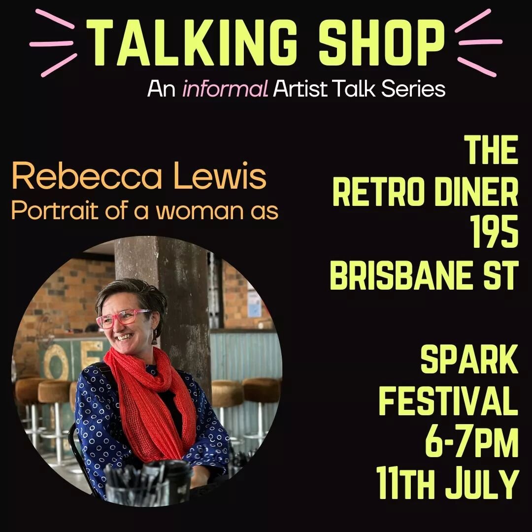 Kicking off our fourth Talking Shop informal Artist Talk Series is Rebecca Lewis!!

You will find her TONIGHT at @theretrodineripswich , 195 Brisbane St from 6-7pm.

She will be there to field any questions you have about her installation, Portrait o