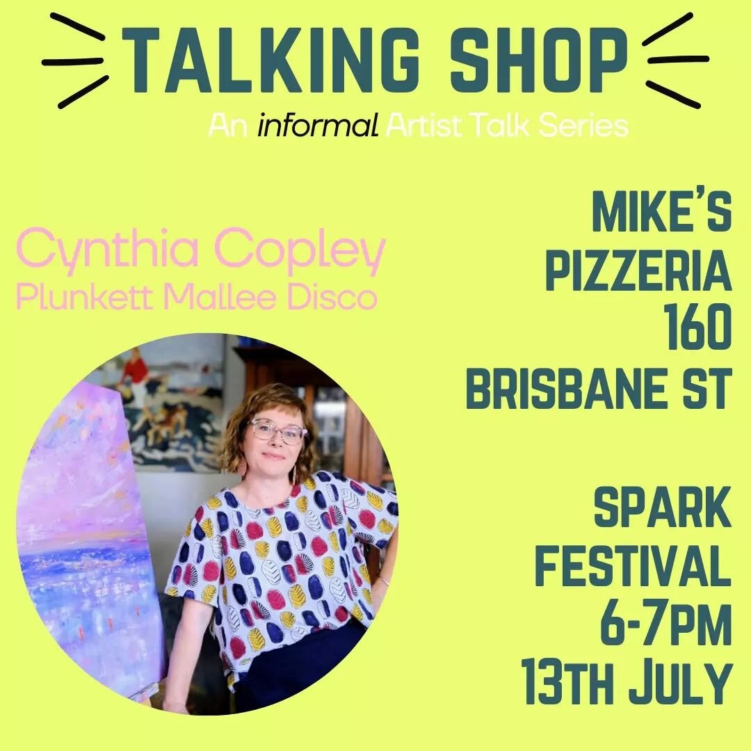 Its that time again.. 

Kicking off our fifth Talking Shop informal Artist Talk Series is Cynthia Copley!!

You will find her TONIGHT at @mikespizzeriaipswich, 160 Brisbane St from 6-7pm.

She will be there to field any questions you have about her i