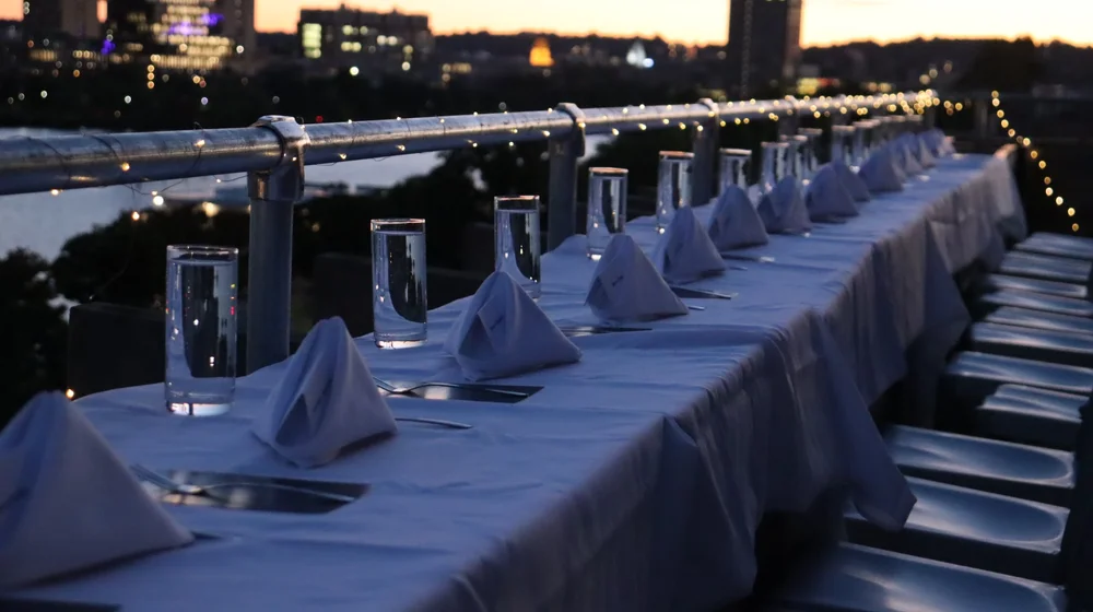 Our team setting up before service