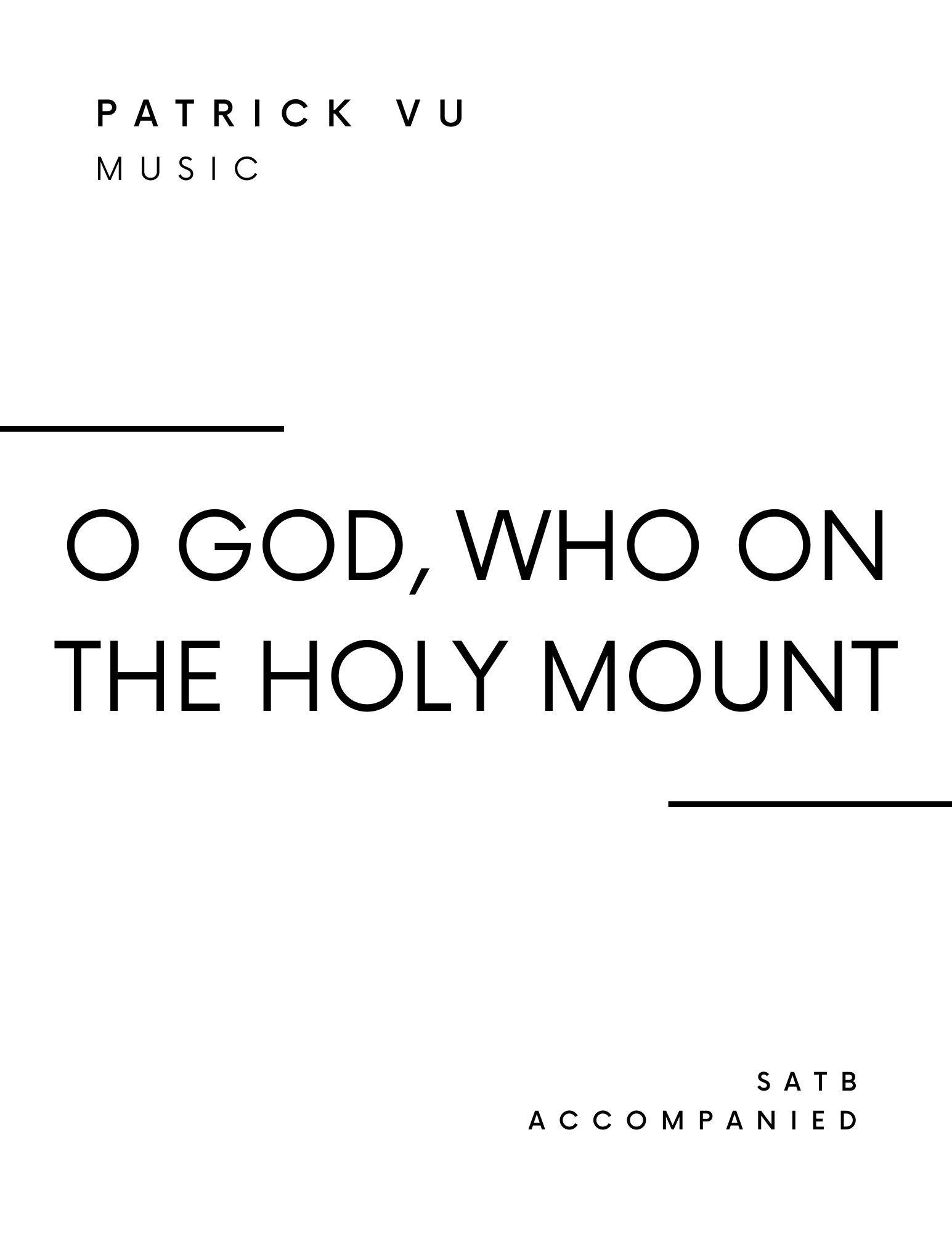 O God, Who On the Holy Mount