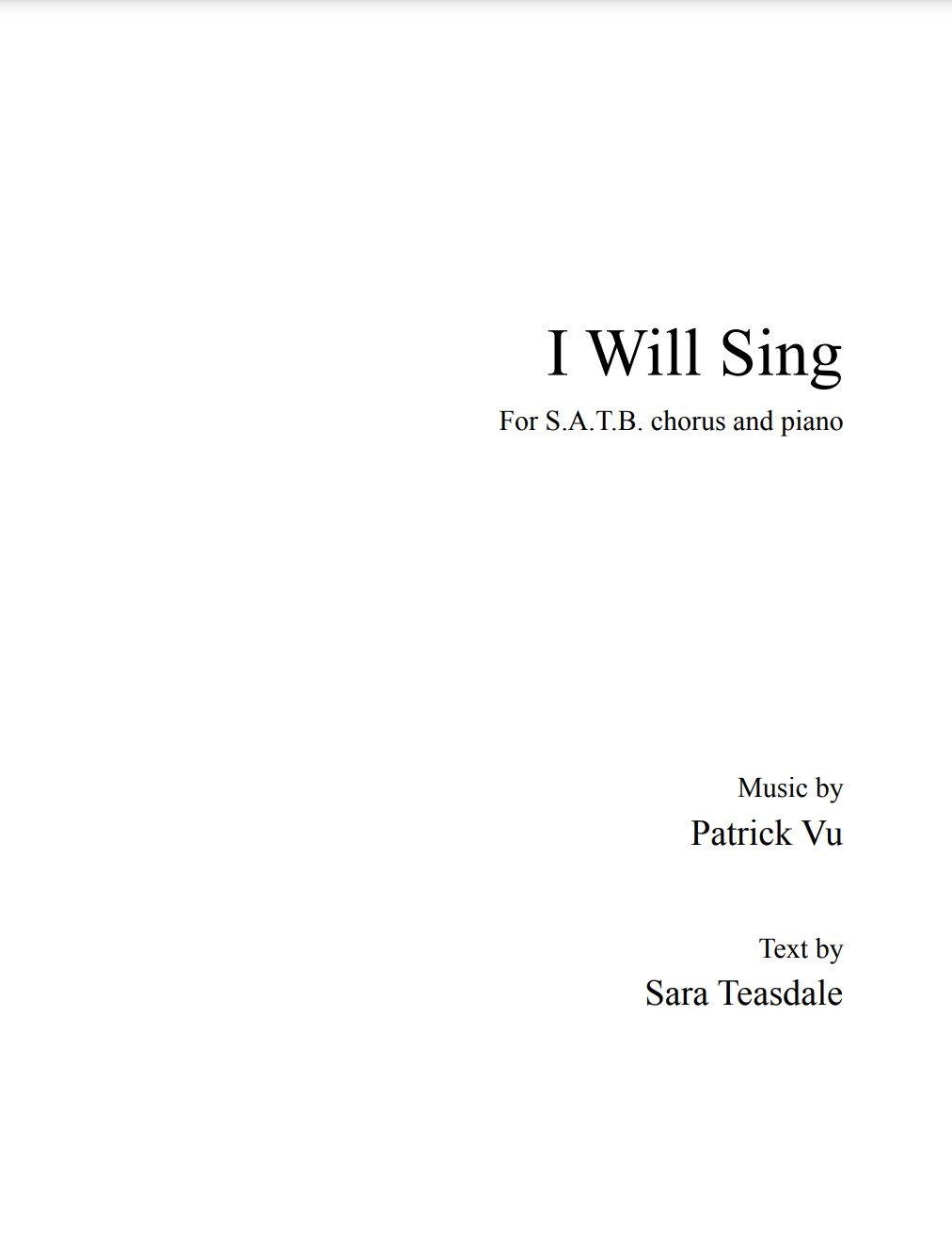 I Will Sing