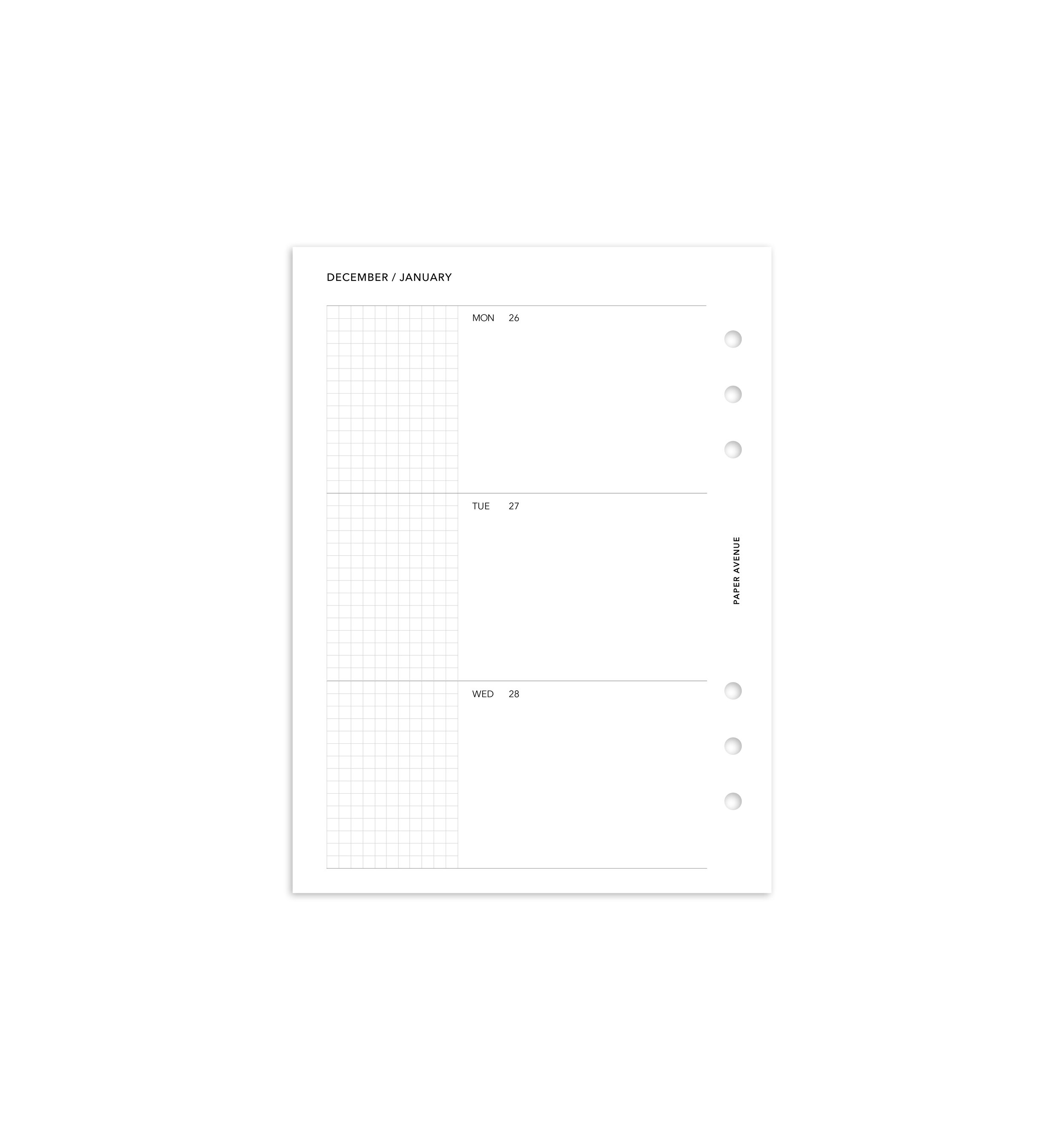 2023 Weekly Planner Inserts Horizontal Grid Left