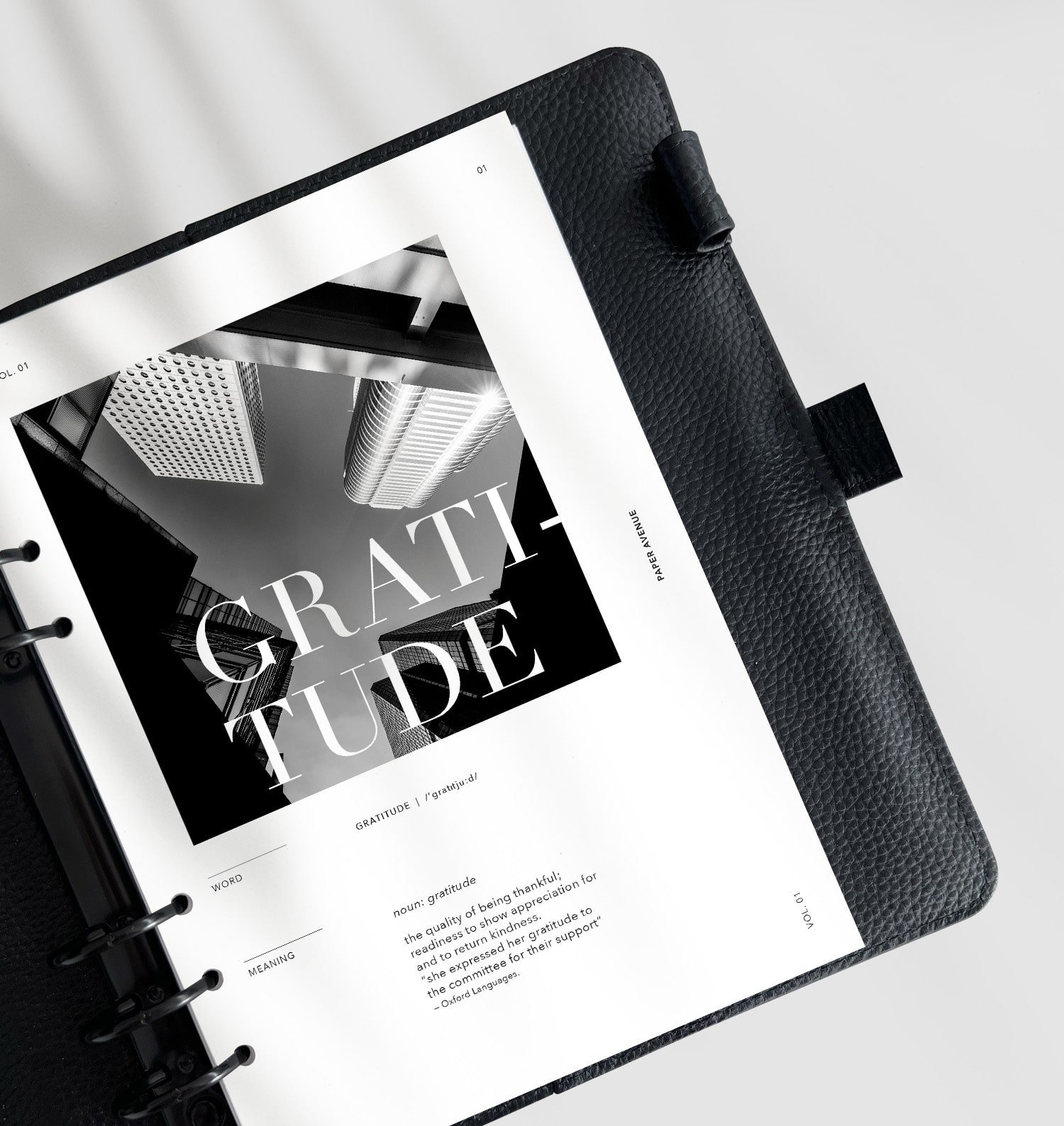 Gratitude Planner Dashboard in Leather Agenda