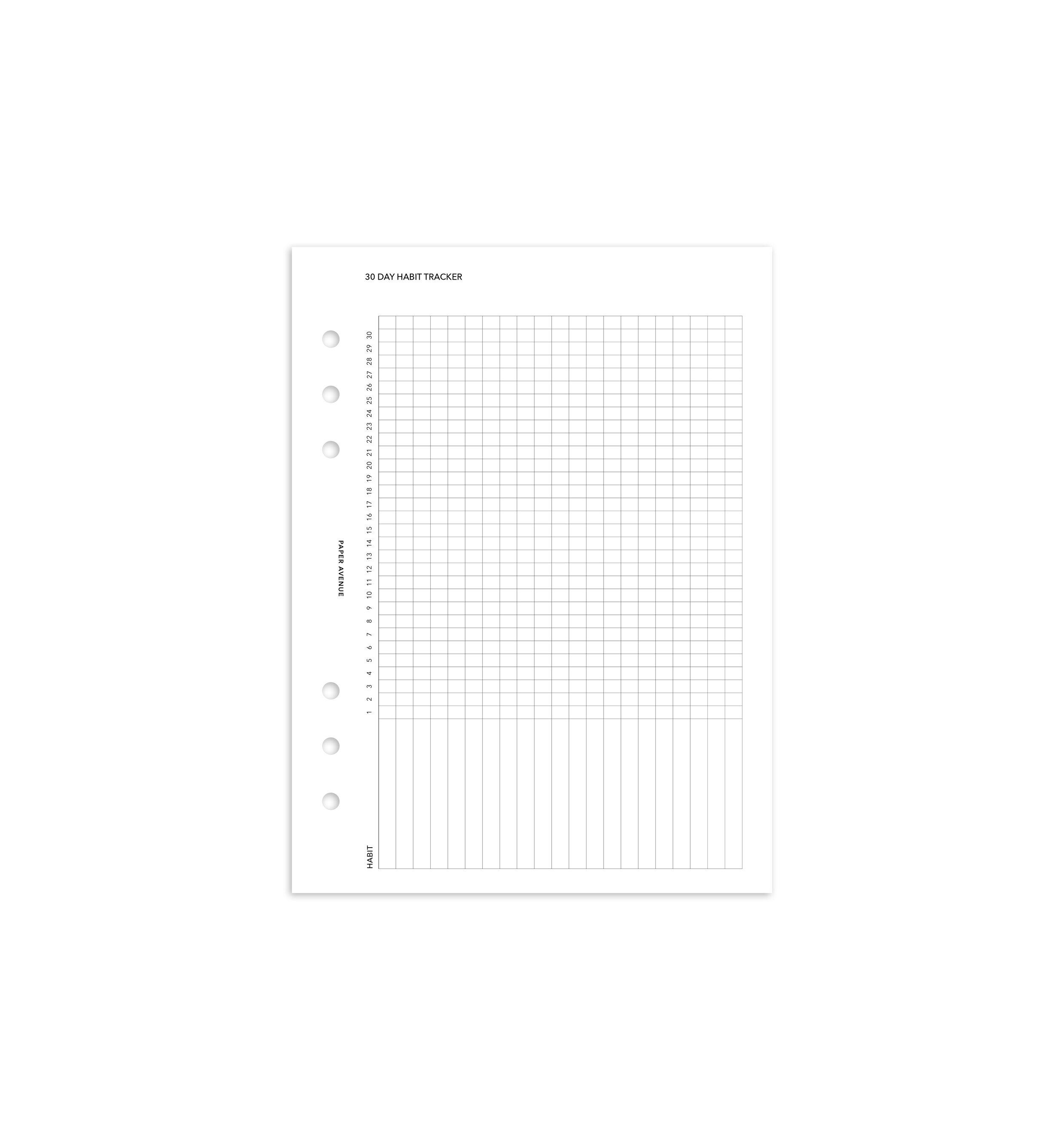 30 Day Habit Tracker Planner Refill