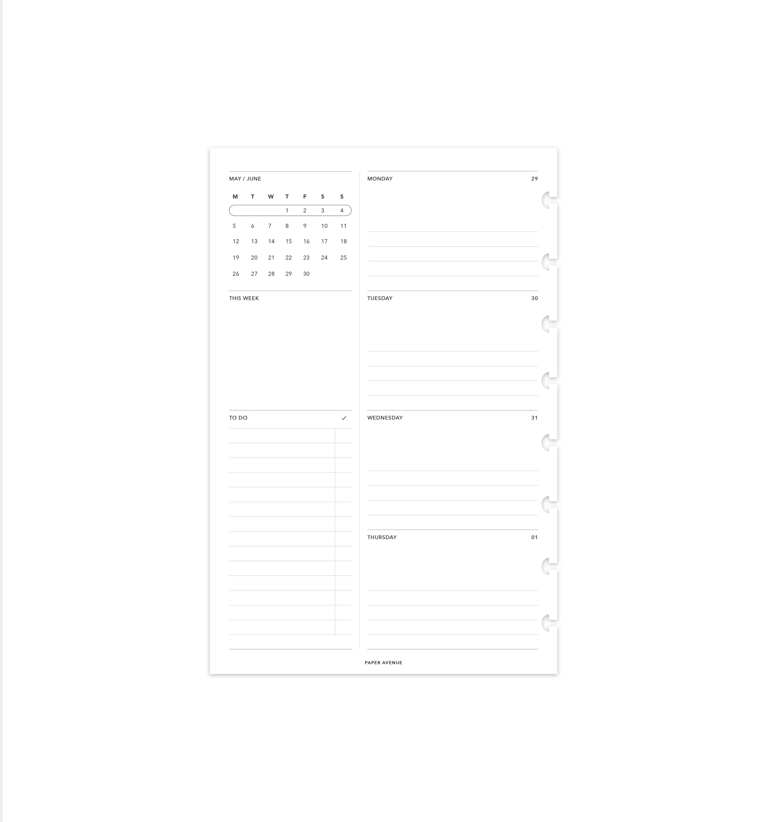 2024 Weekly Vertical Planner Inserts — Paper Avenue
