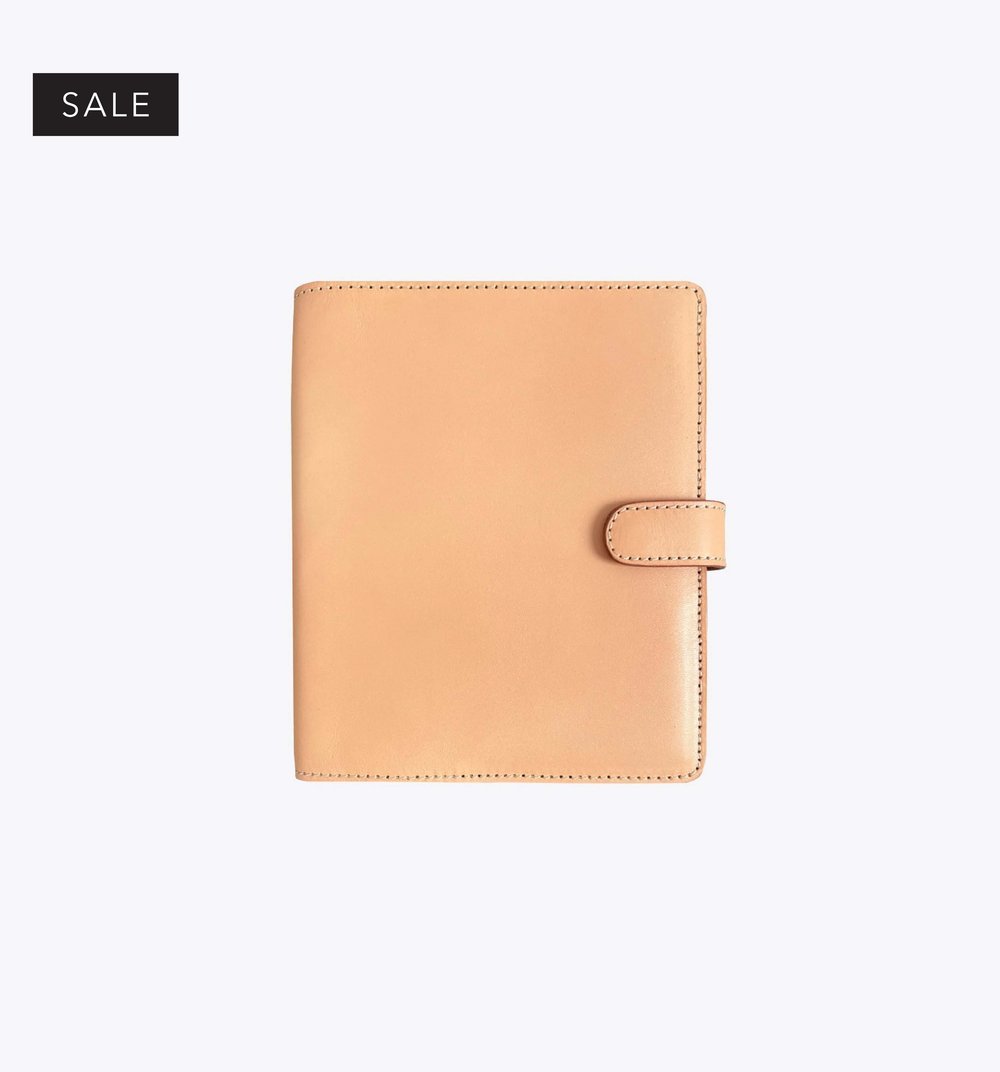 A5 Leather Agenda  6-Ring Binder Gold — Paper Avenue