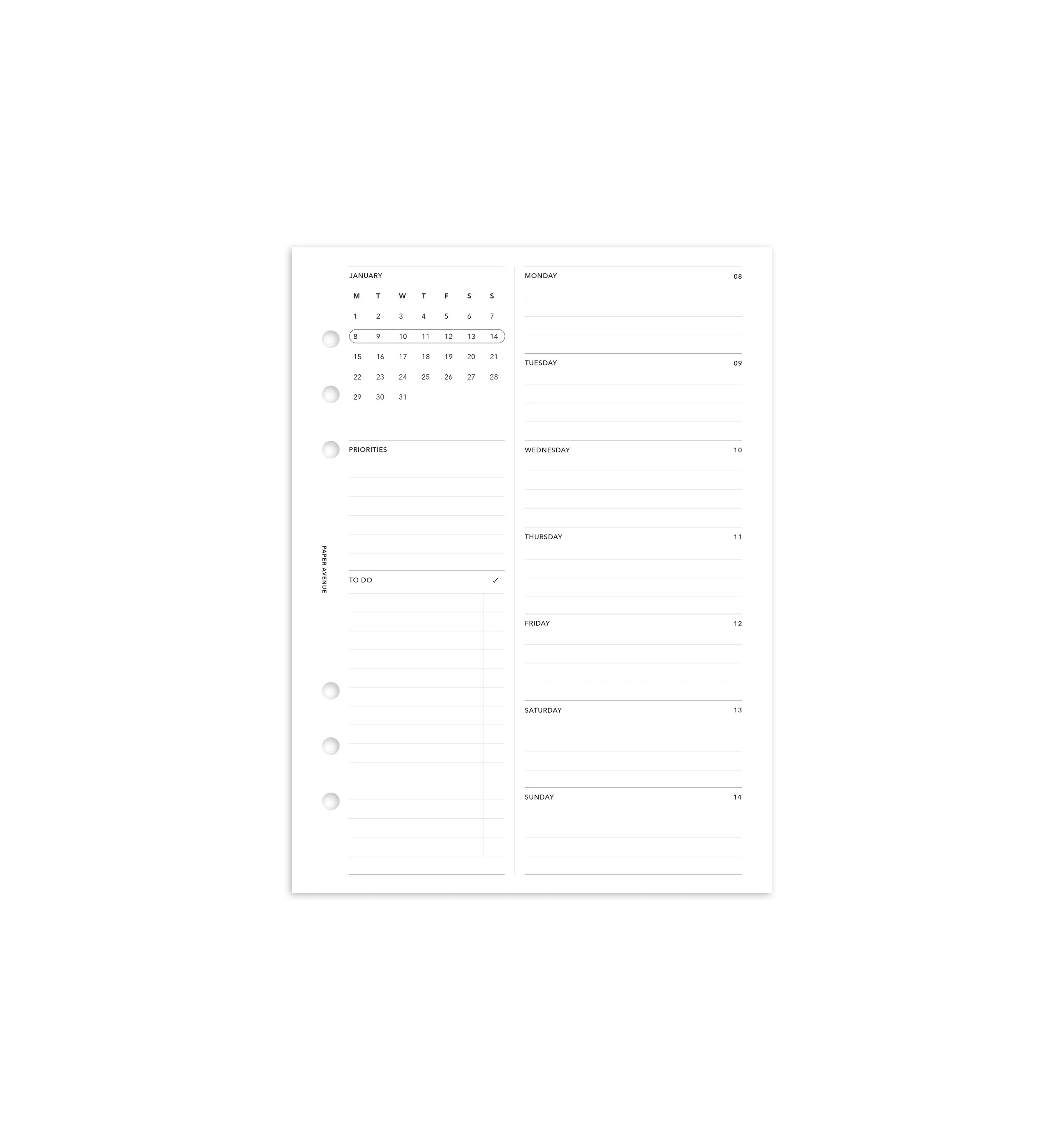 Monthly Calendar Inserts