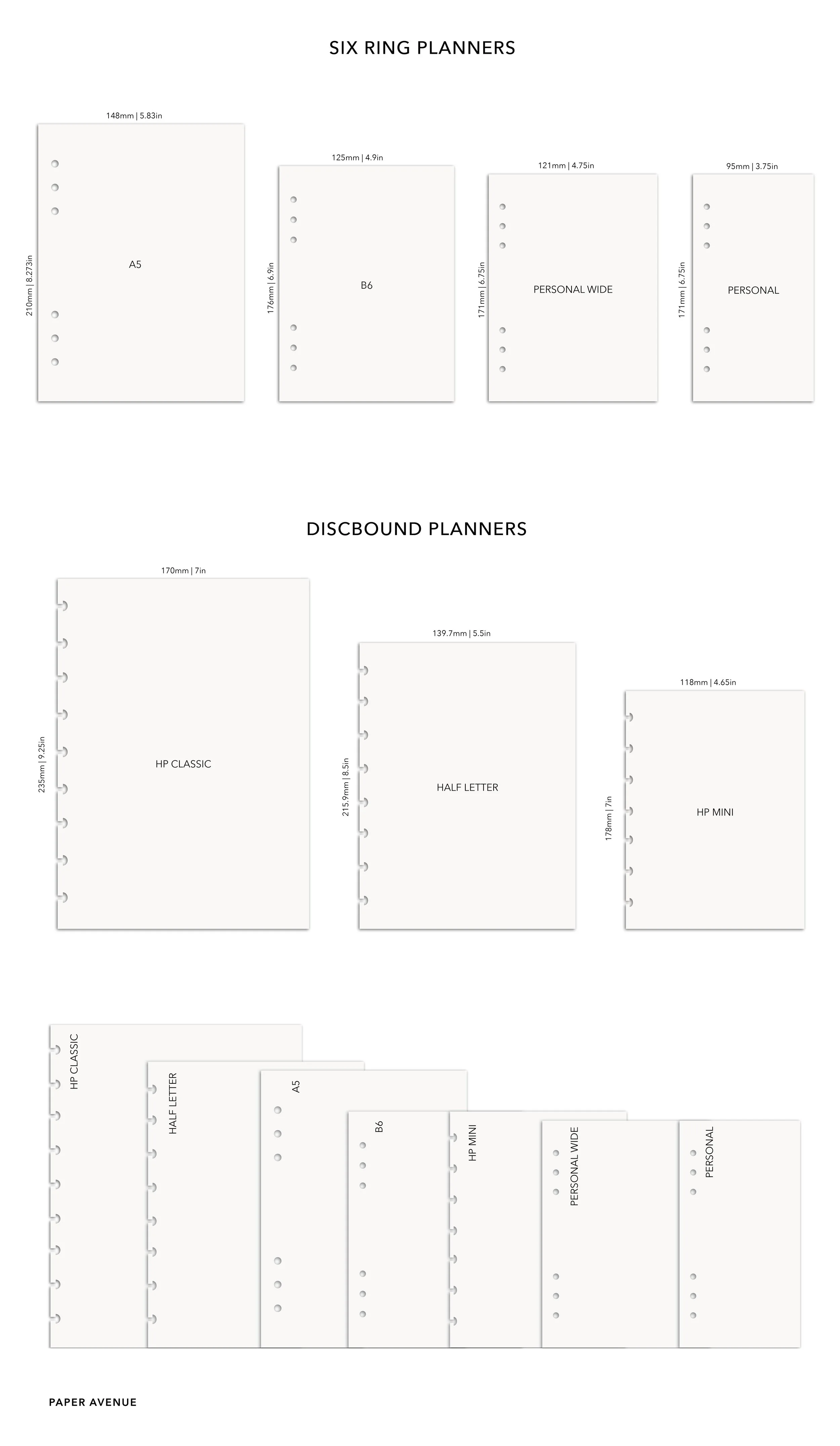 Planner Size Guide Paper Avenue Planner Size Guide Paper Avenue