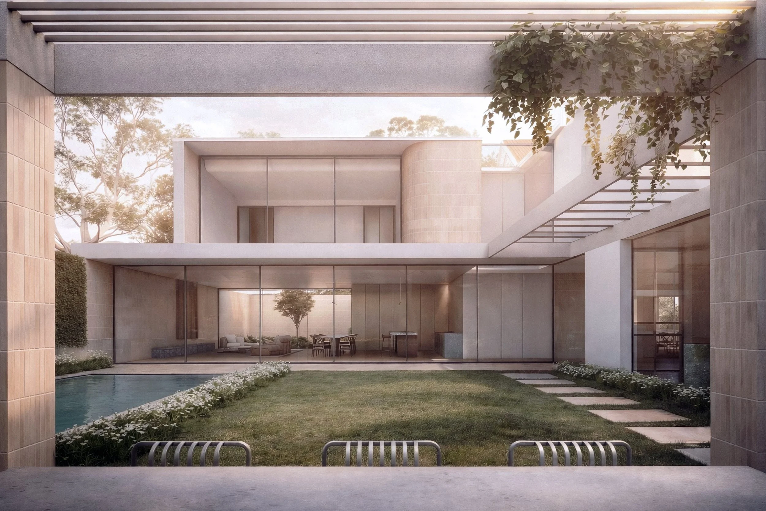 Toorak Residence, rear view.