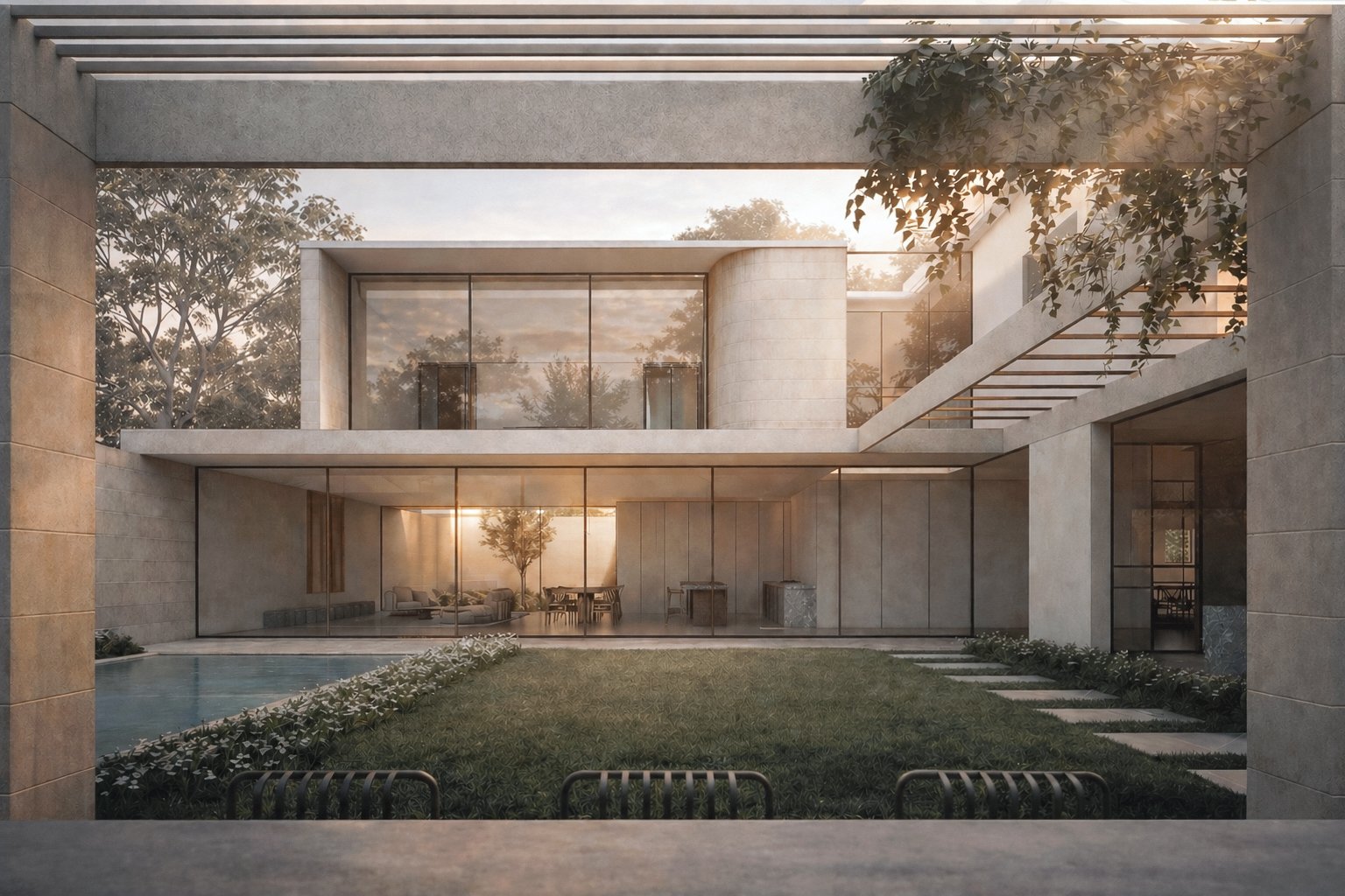 Toorak Residence, rear view.