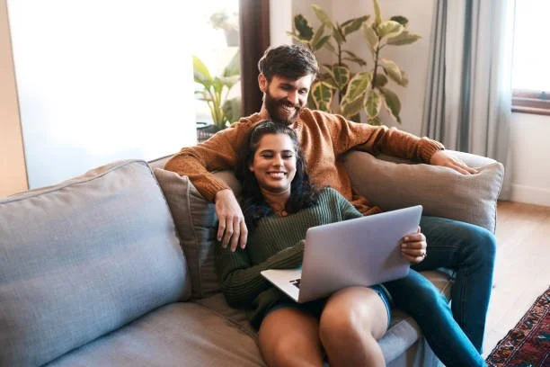 Couple relaxing at home during a calm and reflective moment