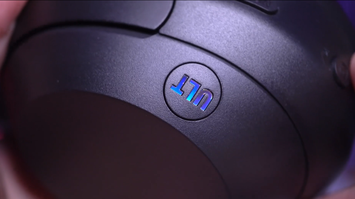 Sony ULT WEAR's single button that allows you to switch between bass boost mode, clearer transparency mode, and noise cancelling.