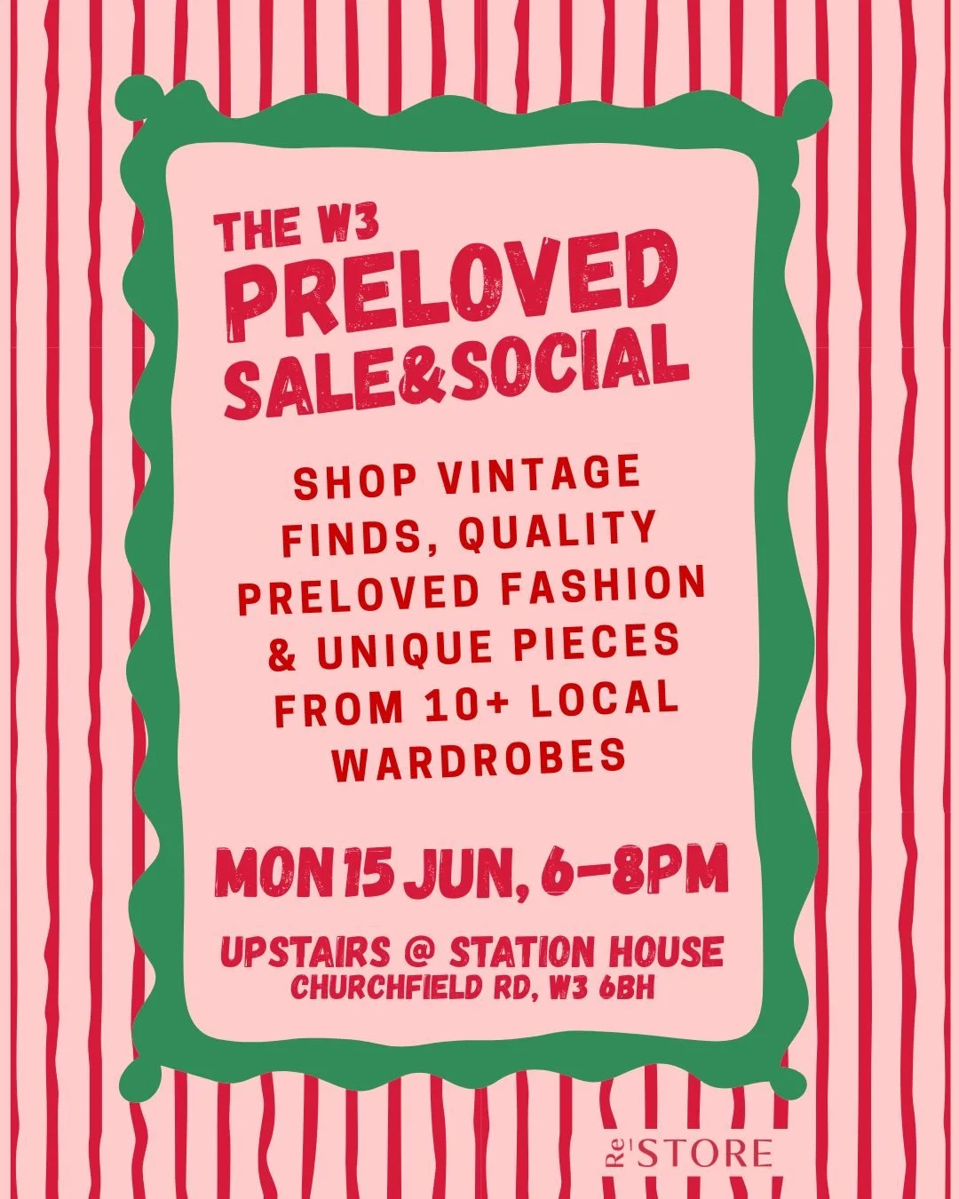 NEWS! The W3 Preloved Sale &amp; Social is coming to @thestationhousew3 on Monday 15th June, 6&ndash;8pm.

Shop vintage finds and quality preloved fashion from 10+ local wardrobes, discover designer gems, get styling inspiration, and enjoy a relaxed 