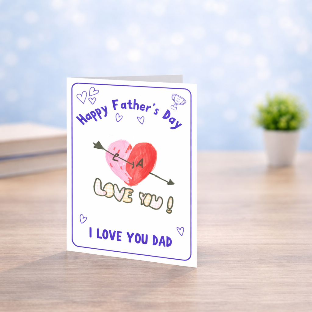 Personalised Father's Day Card with child's artwork printed on the front