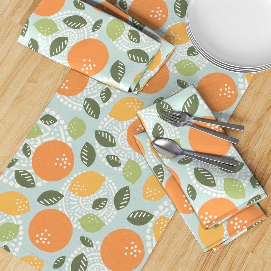 Mediterranean summer vibes are here ✌🏻🍊🍋🍋&zwj;🟩 

Available on @spoonflower and is now in my @artonomo_ portfolio! 

Prompt: Citrus #DoodleADayMay

#citrus #boho #kitchenfabric #bohovibes #summerstyle #coastalinspired