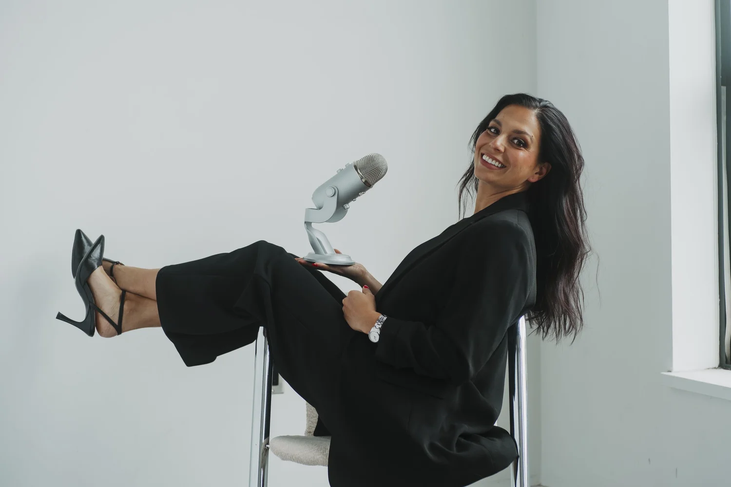 Kristin Constable recording the Soulful CEO Podcast