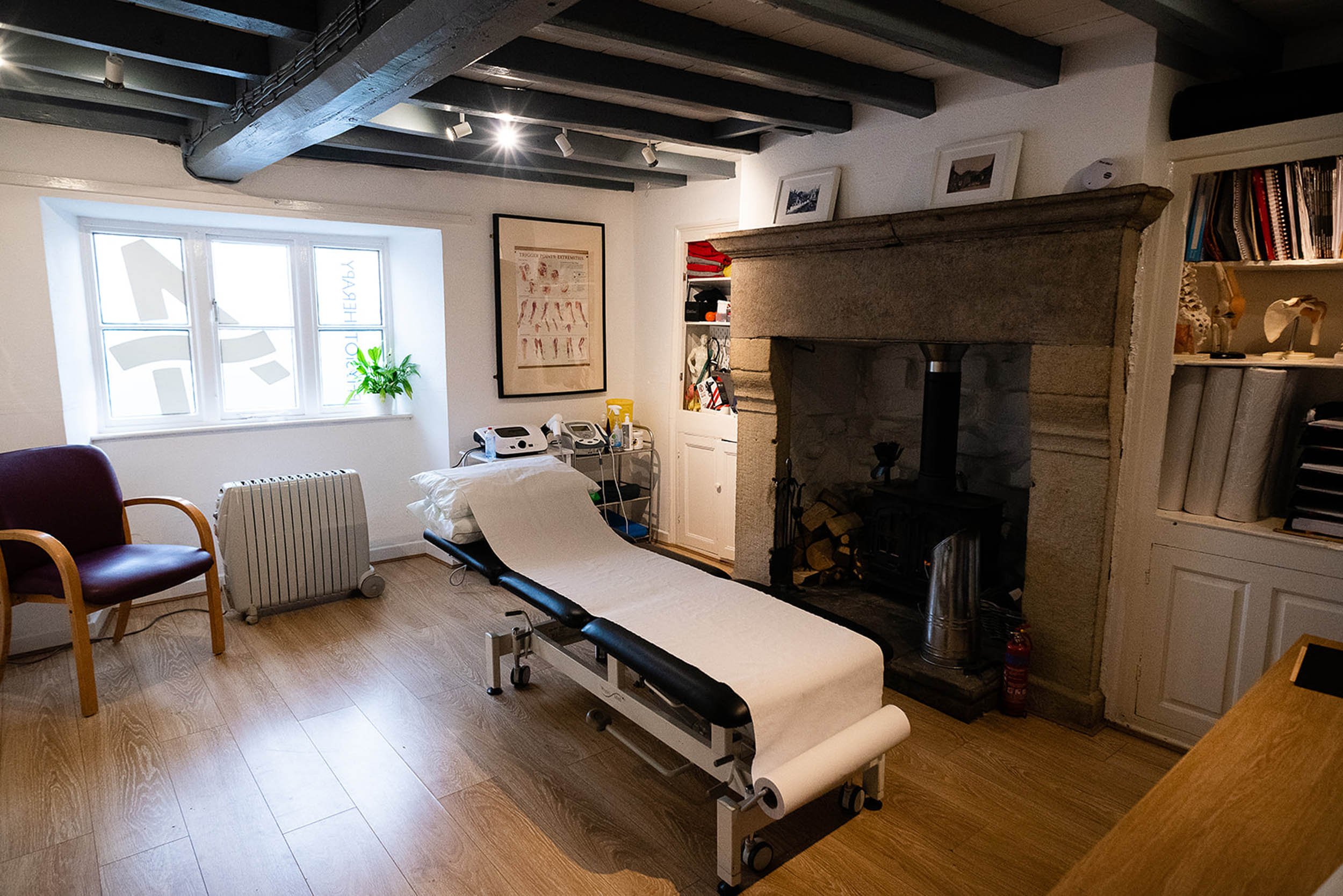 Physiotherapy treatment room at our lovely clinic in Hope, Derbyshire