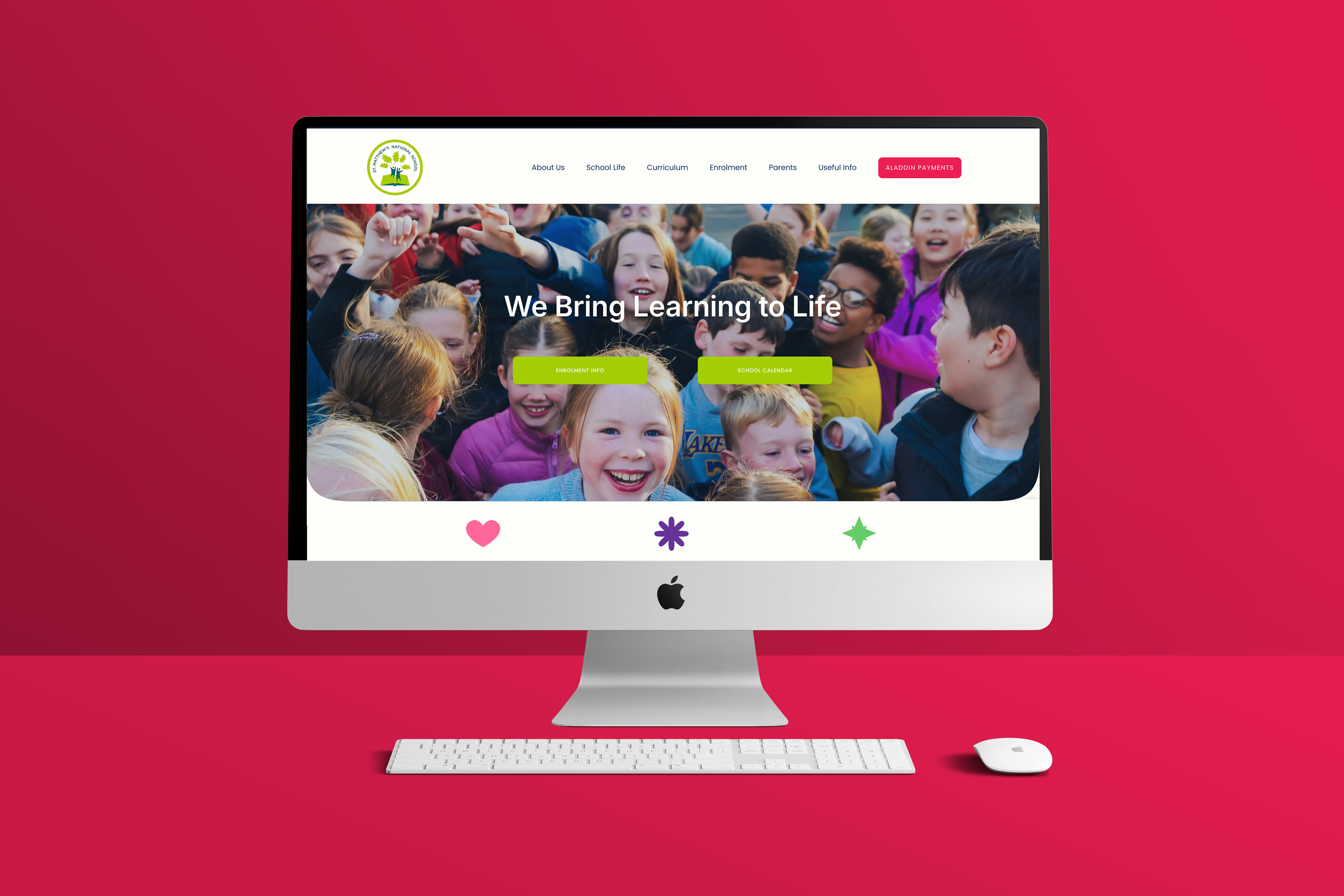 Mockup of school website designed by Designs For Growth