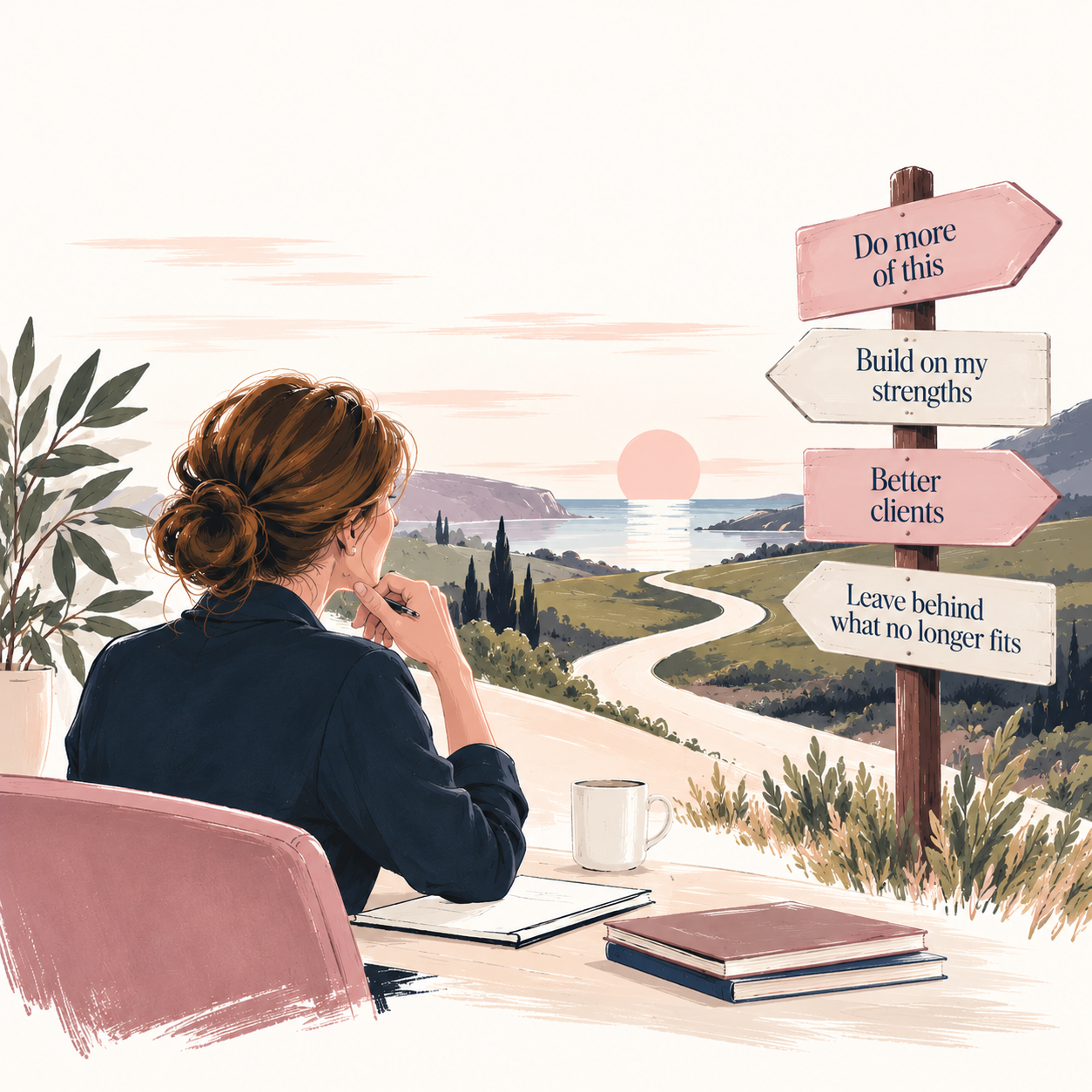 ai generated sketch of a woman at a crossroads, wondering which direction to take