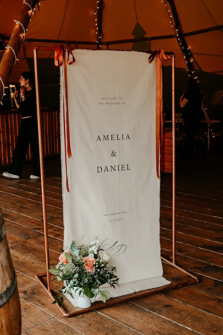 Fabric Welcome Sign.