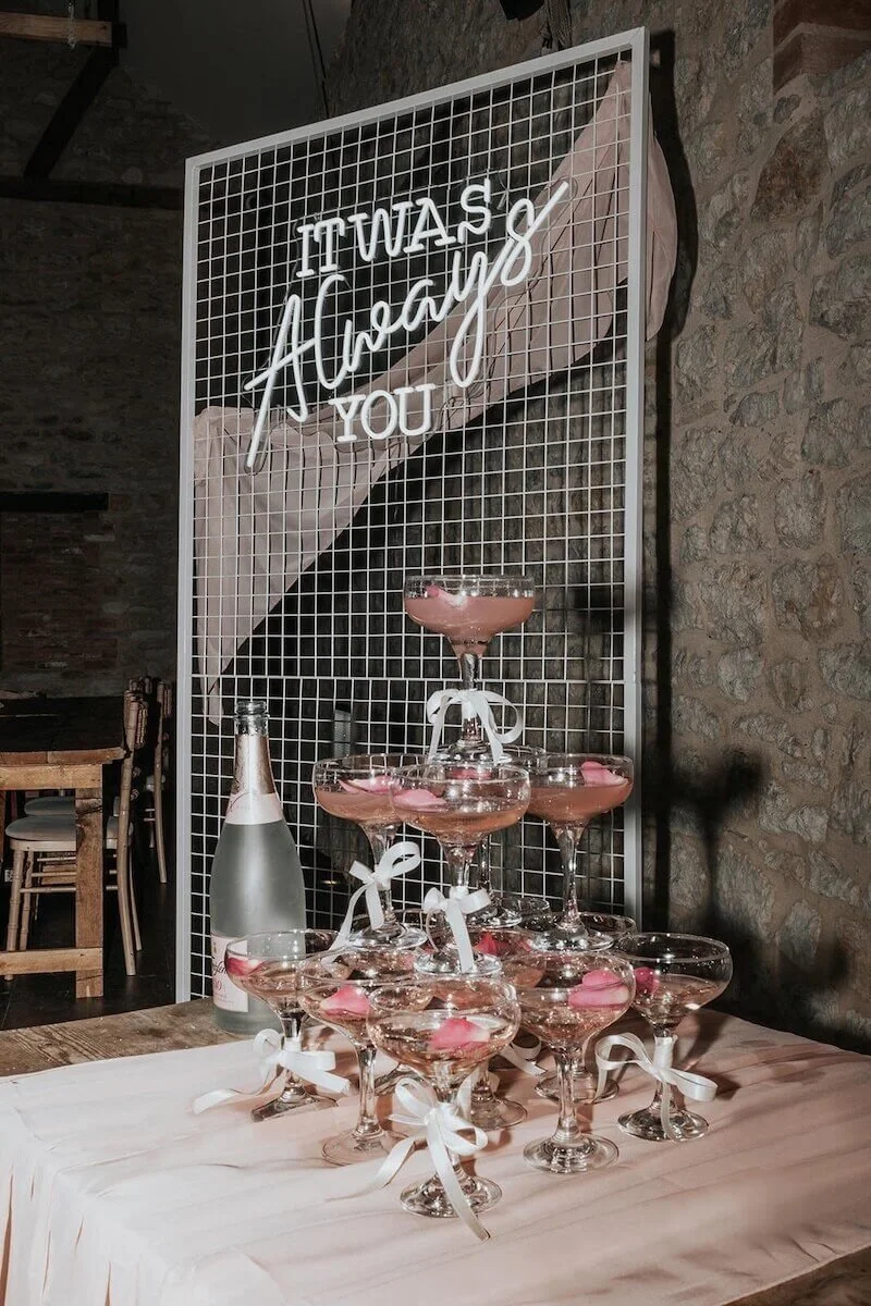 Champagne Tower Styling for Wedding
