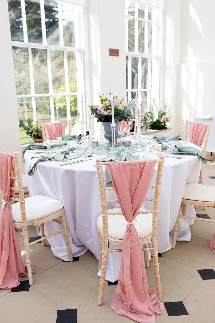 Wedding Styling for Wedding Breakfast at Kelmarsh Hall