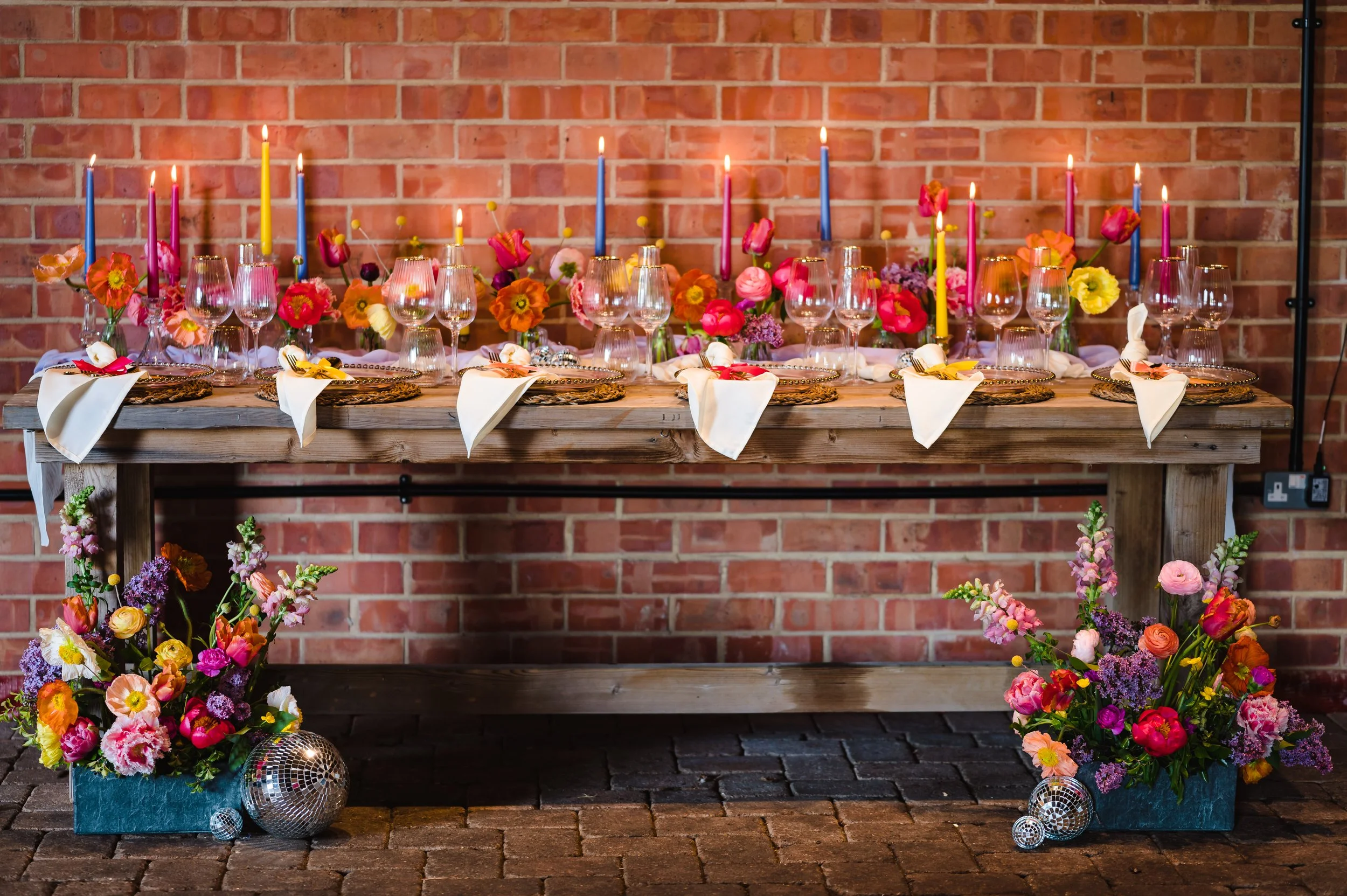 Colourful wedding styling