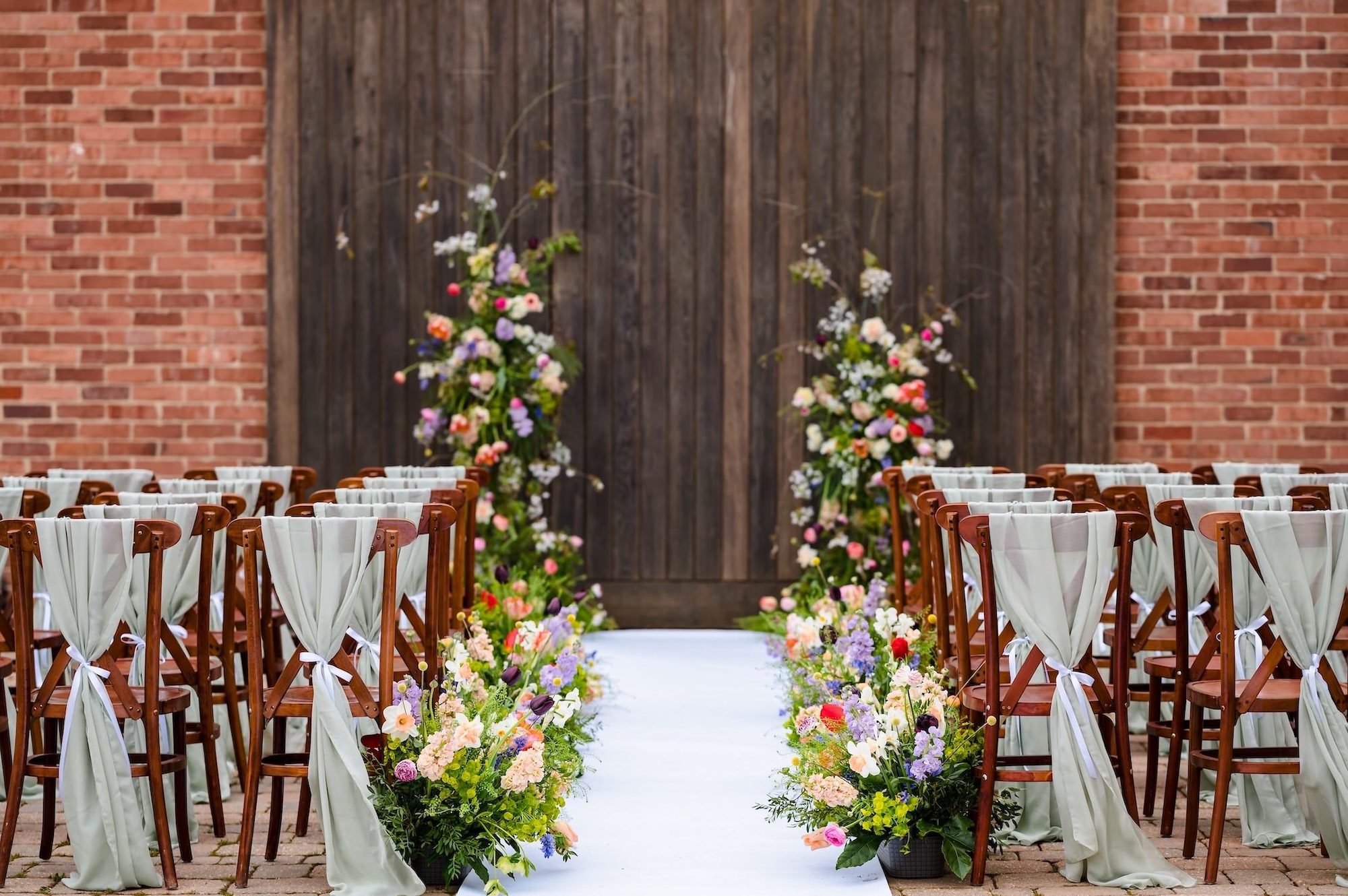 Wedding Ceremony Props and Styling. Floral Aisle Design.