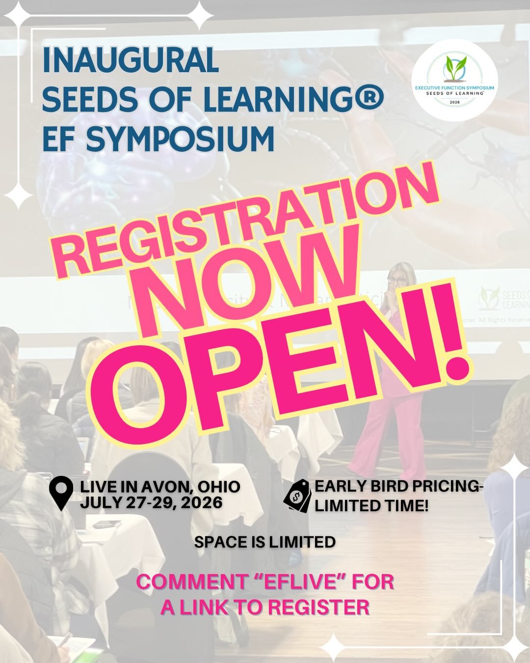 ✨ Symposium Registration is OFFICIALLY OPEN! ✨

The Seeds of Learning Executive Function Symposium is happening July 27&ndash;29, 2026 in Avon, Ohio, and spots are already going fast. 

Our exclusive Seeds of Learning members have already claimed ove