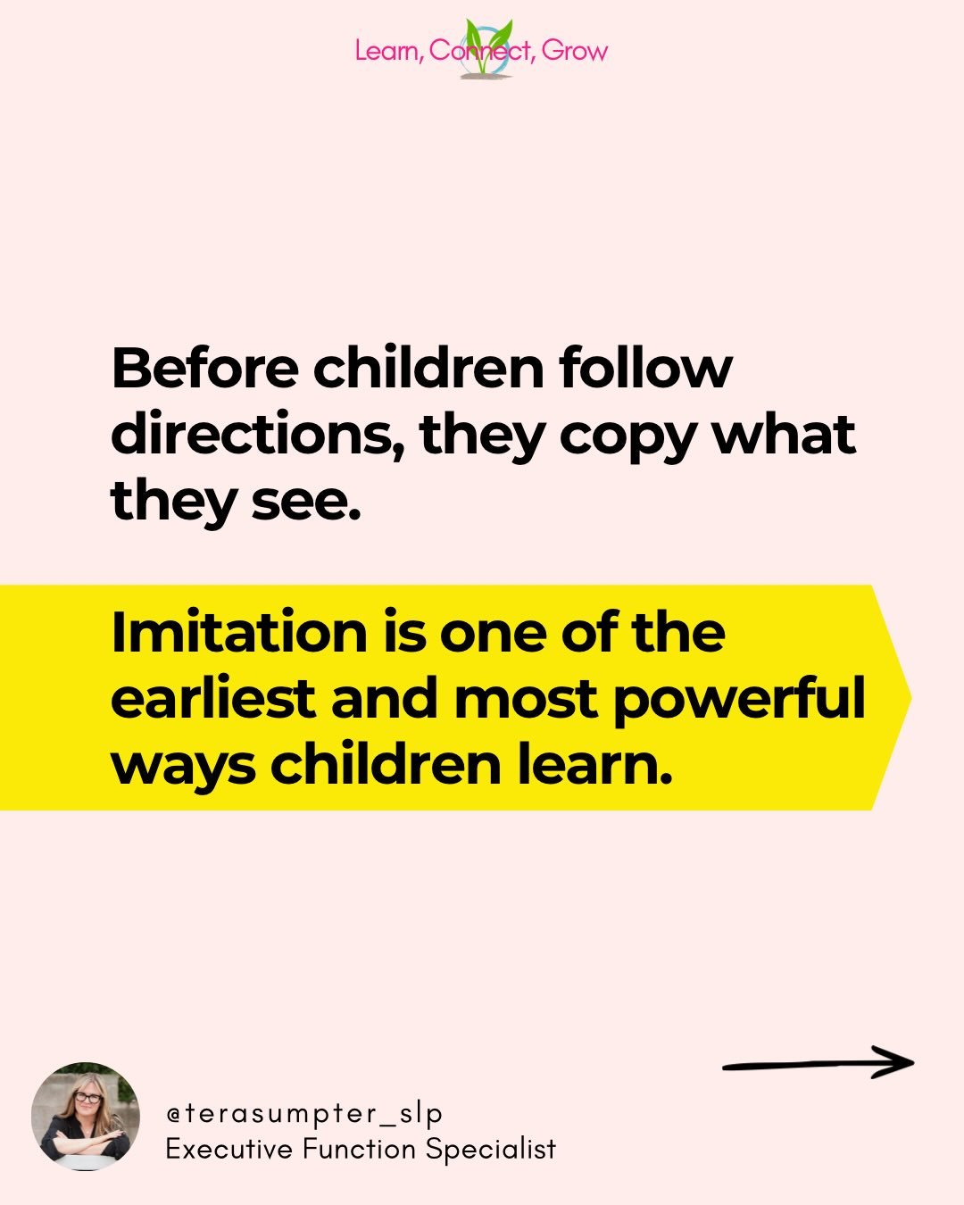 ▶️ Imitation relies on Executive Function! 

Imitation is one of the first ways children learn about the world.

Before they follow directions, complete worksheets, or solve problems independently, they are watching.

They copy sounds.
They copy gest