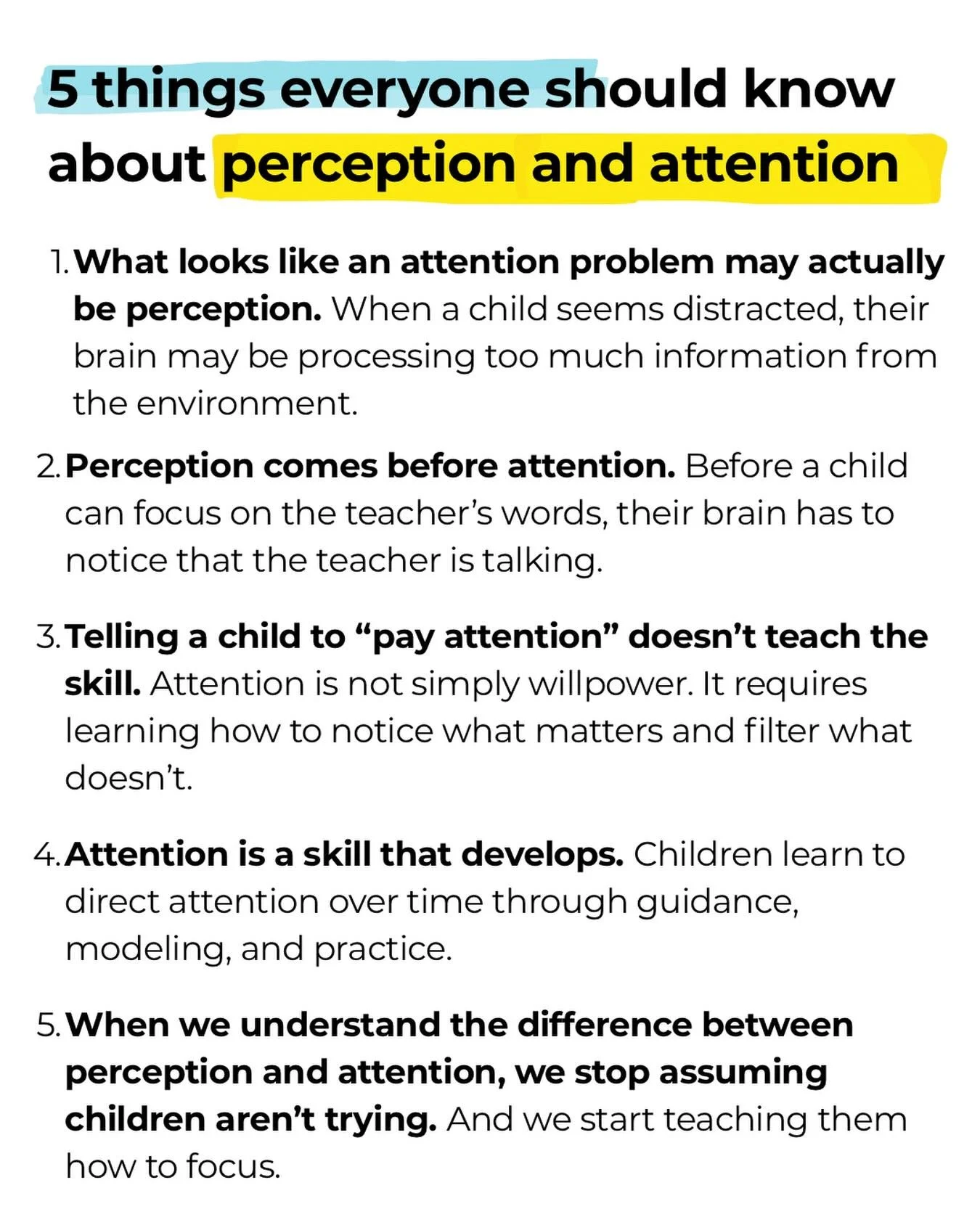 Sometimes what looks like an attention need isn&rsquo;t attention at all.

It&rsquo;s perception.

Before a child can focus on the important information, their brain has to filter the sounds, movement, and activity around them.

Understanding the dif