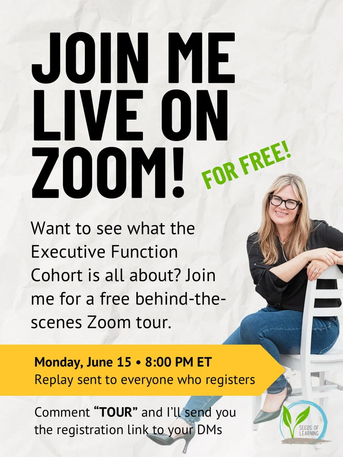 Have you been wondering what actually happens inside the Seeds of Learning Executive Function Cohort?

I&rsquo;m hosting a free behind-the-scenes Zoom tour on Monday, June 15 at 8:00 PM ET.

I&rsquo;ll walk you through the community, show you how the