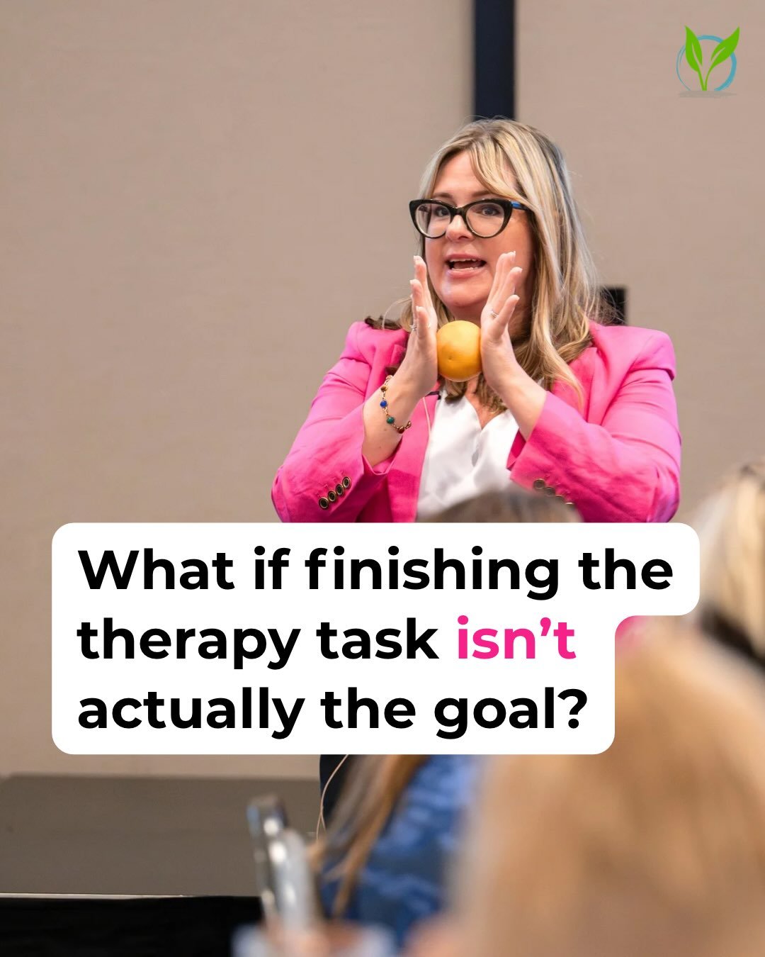 One of my favorite parts of the symposium was hearing people talk through what was clicking for them in real time.

A therapist shared that they had always thought the goal was to get the child through the therapy task. Then they realized that, for s