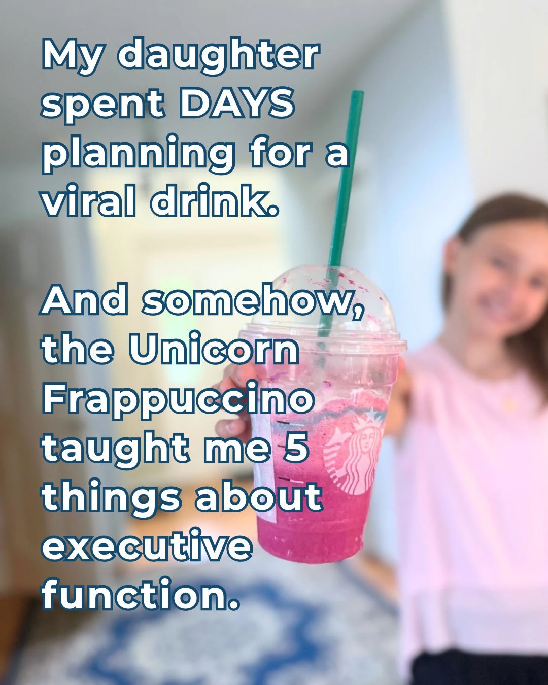 I had to laugh looking back at how much thought went into getting that Unicorn Frappuccino. She had been talking about it for days, had the whole thing mapped out in her head, and was absolutely not going to forget...or let ME forget!

It ended up be