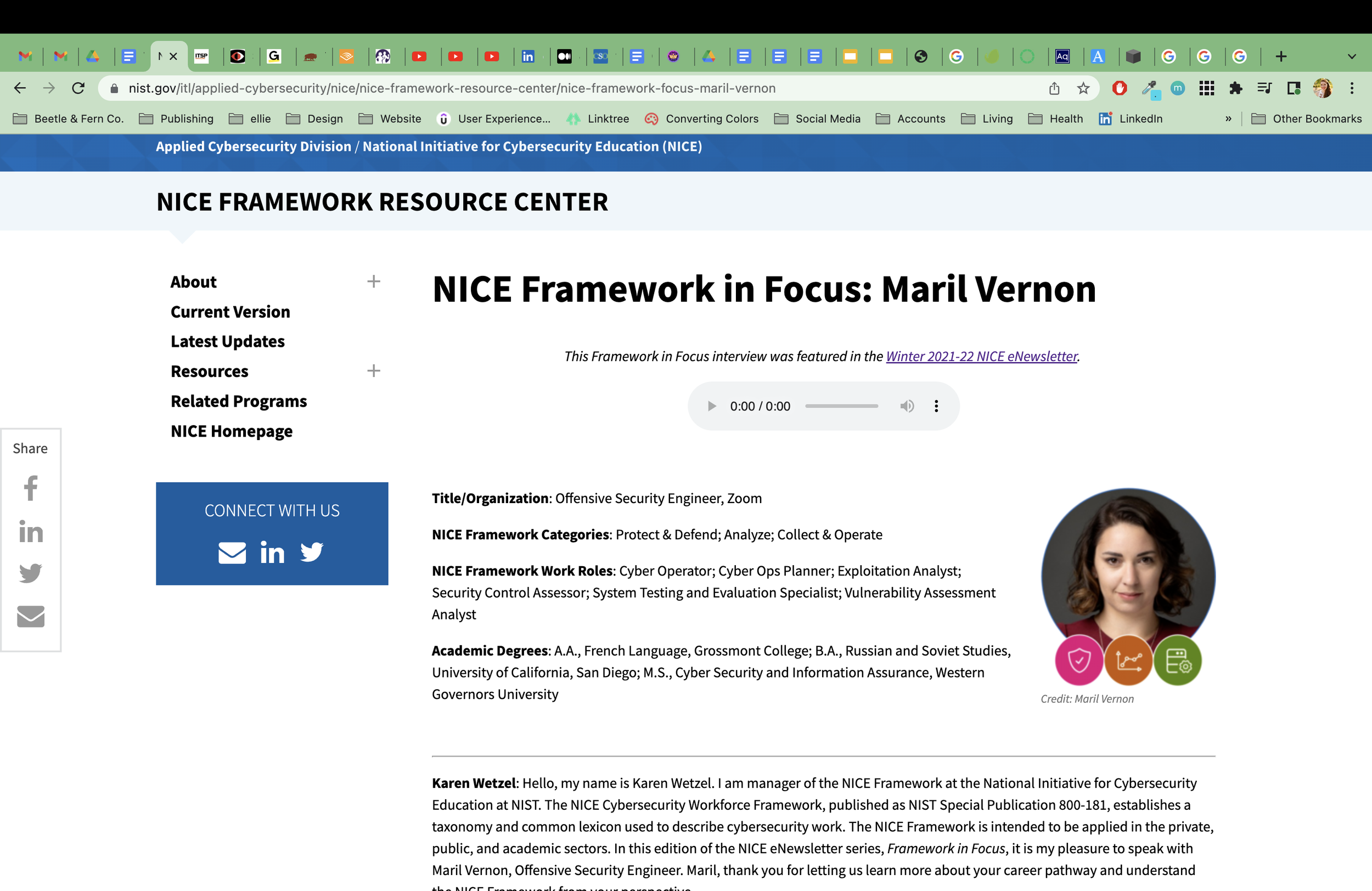 National Initiative for Cybersecurity Education (NICE) Framework in Focus: Maril Vernon