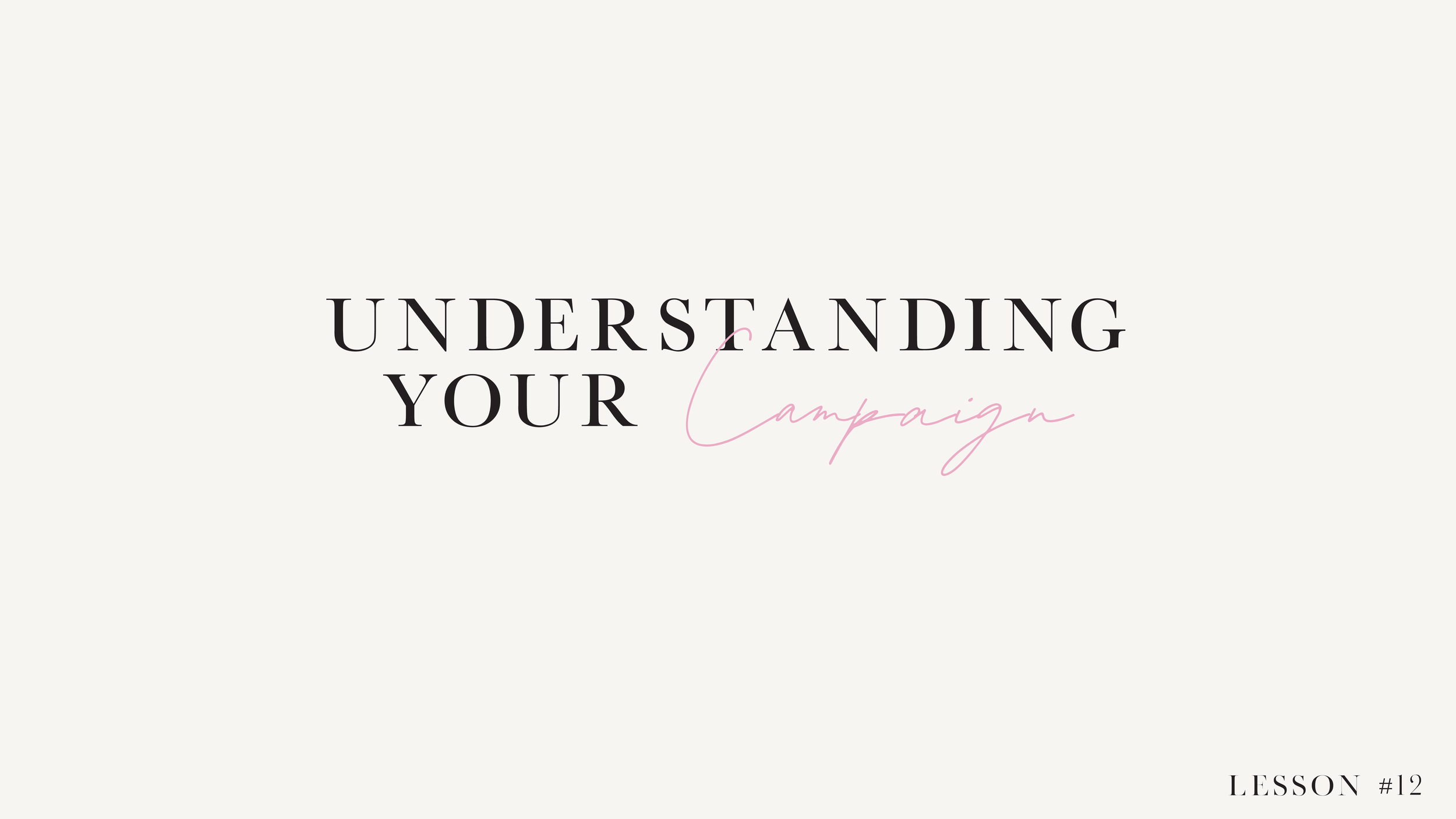 LESSON 12: Understanding Your Campaign