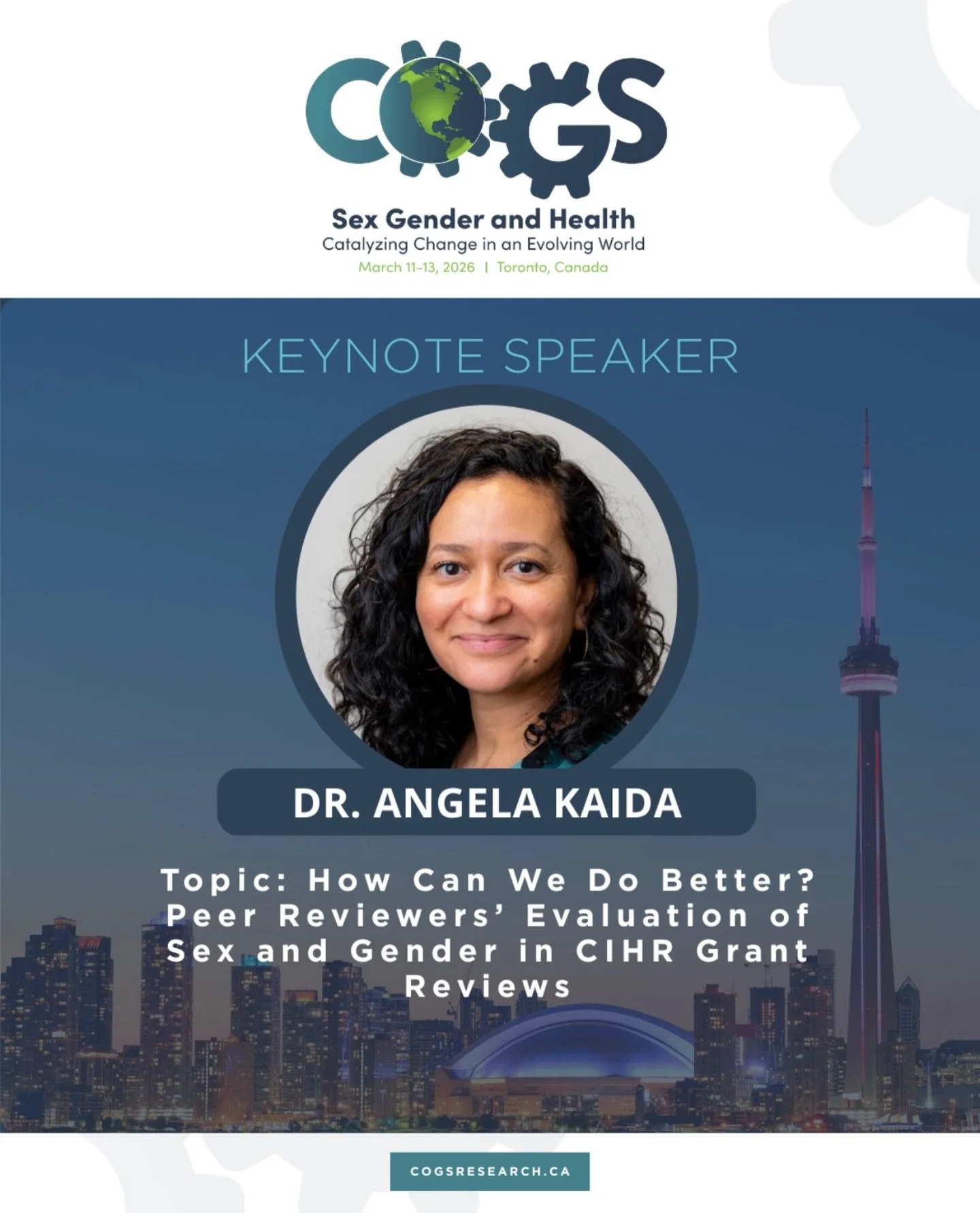 How are sex and gender actually evaluated in top-tier research grants?

We are privileged to have Dr. Angela Kaida, Scientific Director of the CIHR Institute of Gender and Health, joining us at #COGS2026. As a global health epidemiologist and leader 