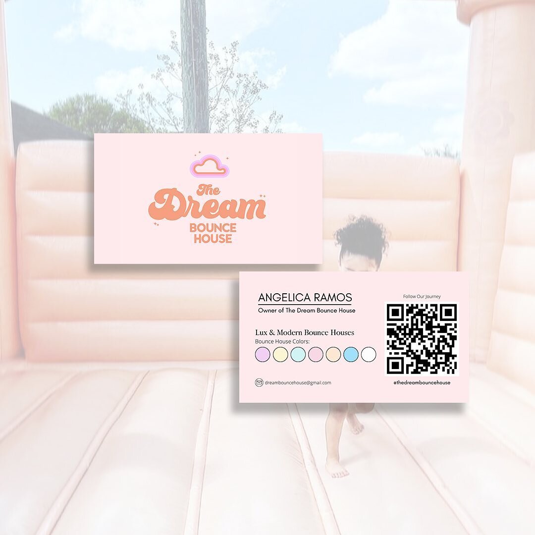 ✷ Business Card Design ✷ for @thedreambouncehouse 

Don&rsquo;t have a website yet? Wanting to give as much information as you can to your clients? Display the color of your bounce houses on the business card! Smart eh? 😎 

Plus obviously the QR cod