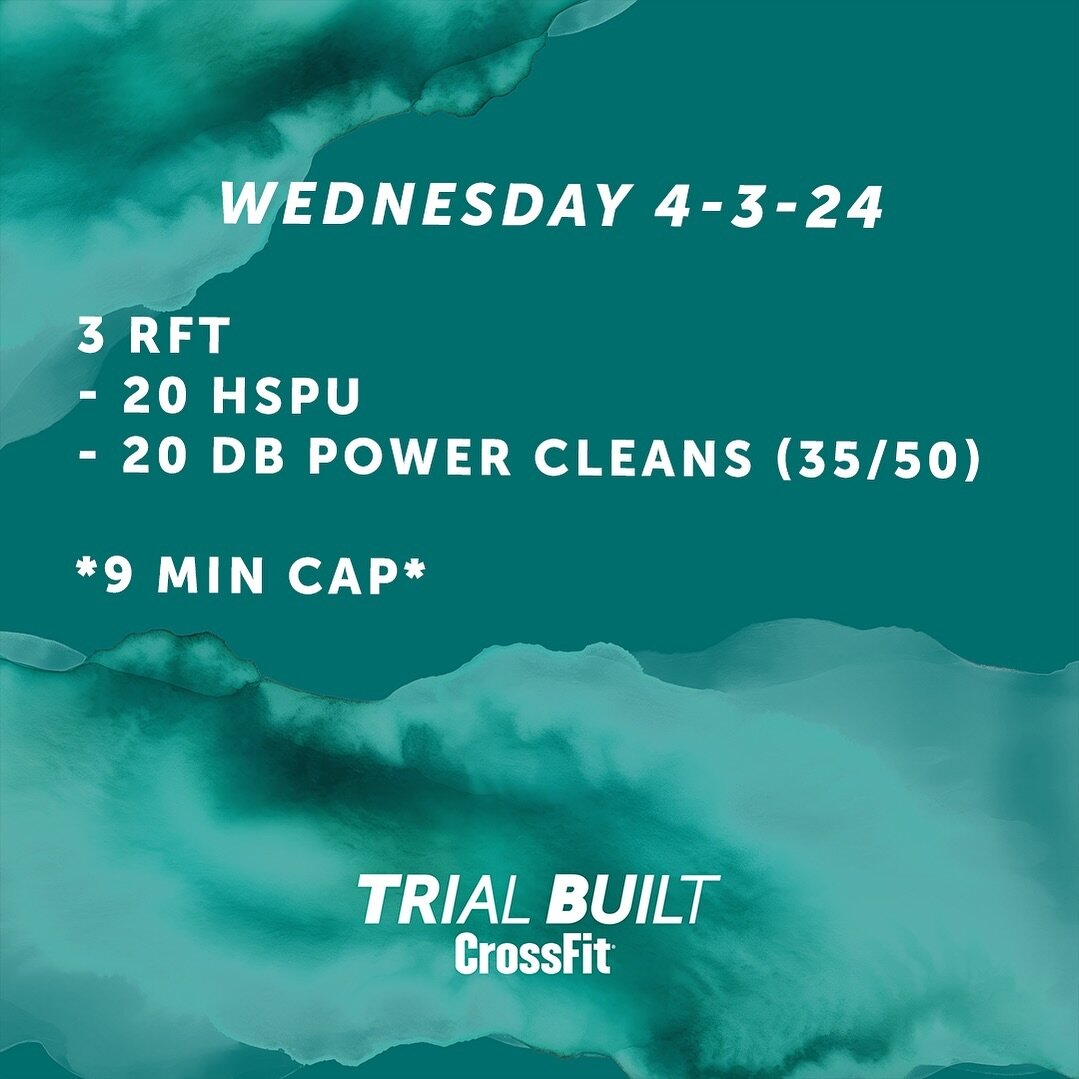 Here is a fast one. Scale the HSPU considerably if need be. For RX folks that have HSPU it should be challenging but not impossible. 

The time cap is there to push you hard. 

Keep Building!

#TrialBuilt #TrialBuiltCrossFit #KeepBuilding #CrossFit #