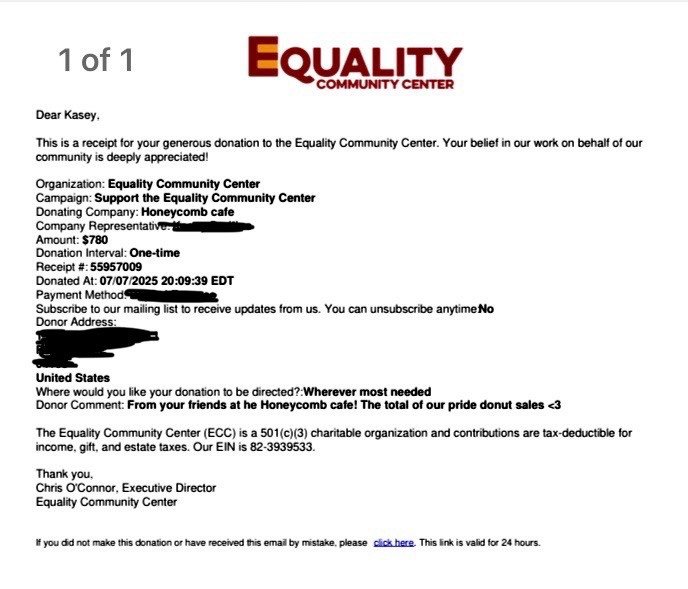 🌈Thank you everyone for buying our pride donuts! With your help we raised $780 for the ECC! 🌈
@ecc_me