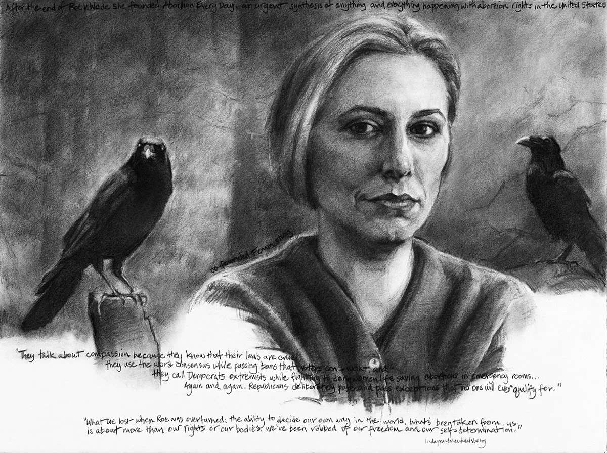 She Spoke Up XXVI, Jessica Valenti, charcoal on Arches paper, 22.5" x 30"