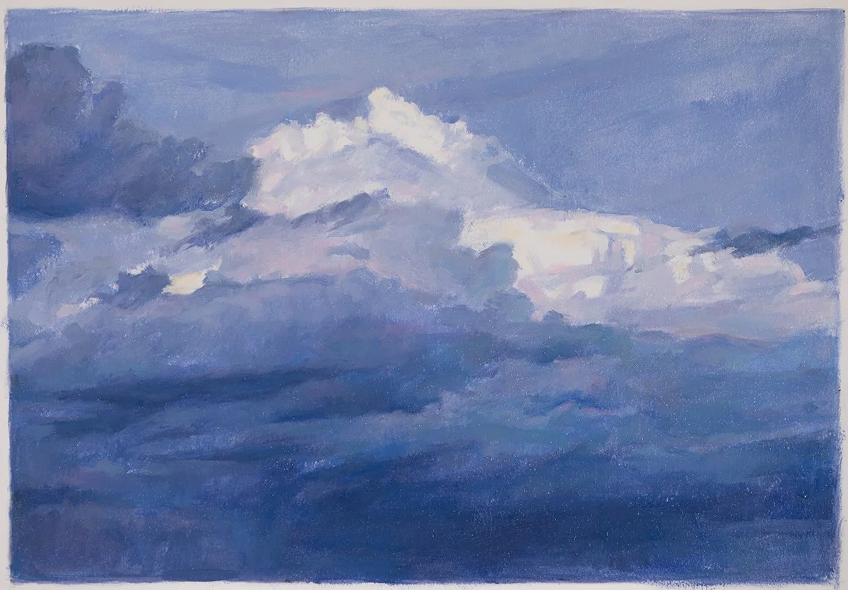 Impromptu in Blue, oil on oil paper, 12' X 16"