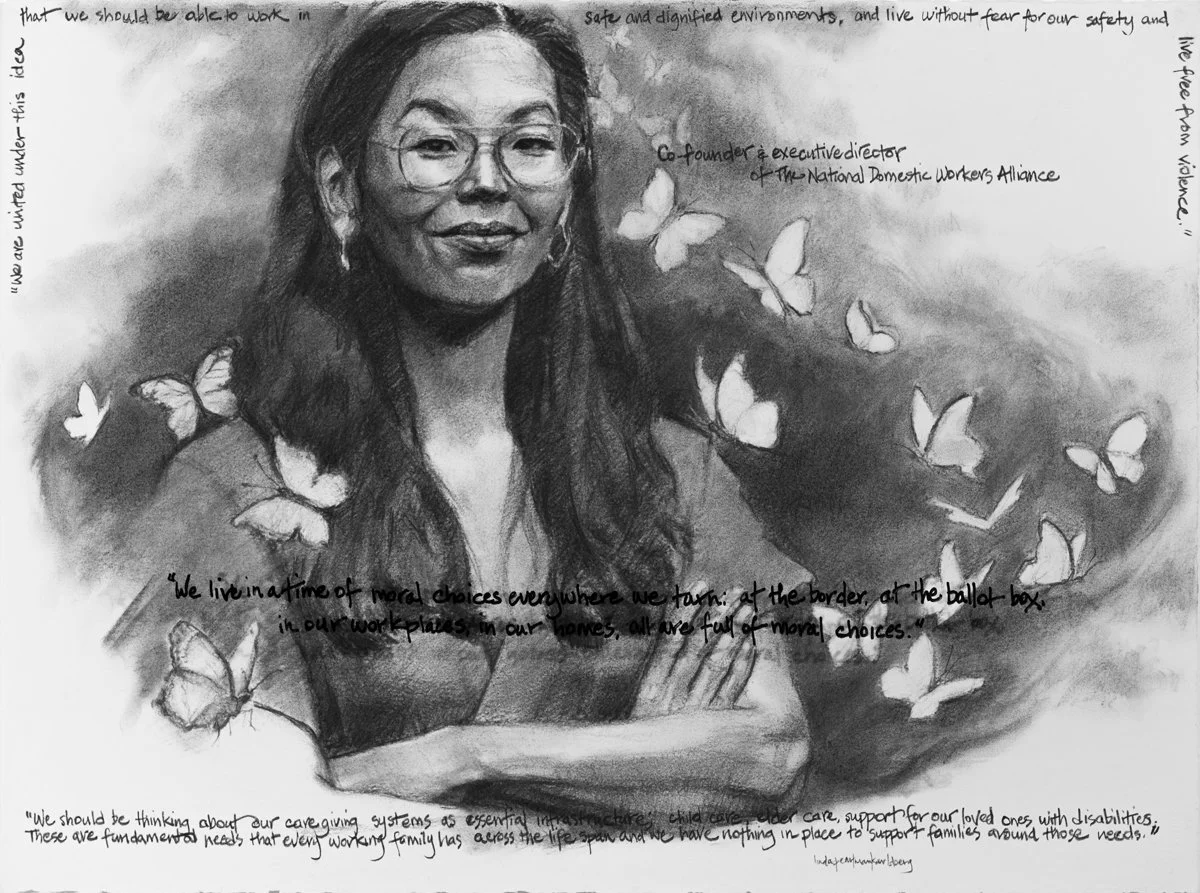 She Spoke Up XXI, Ai-Jenn Poo, charcoal on Arches paper, 22.5" x 30"