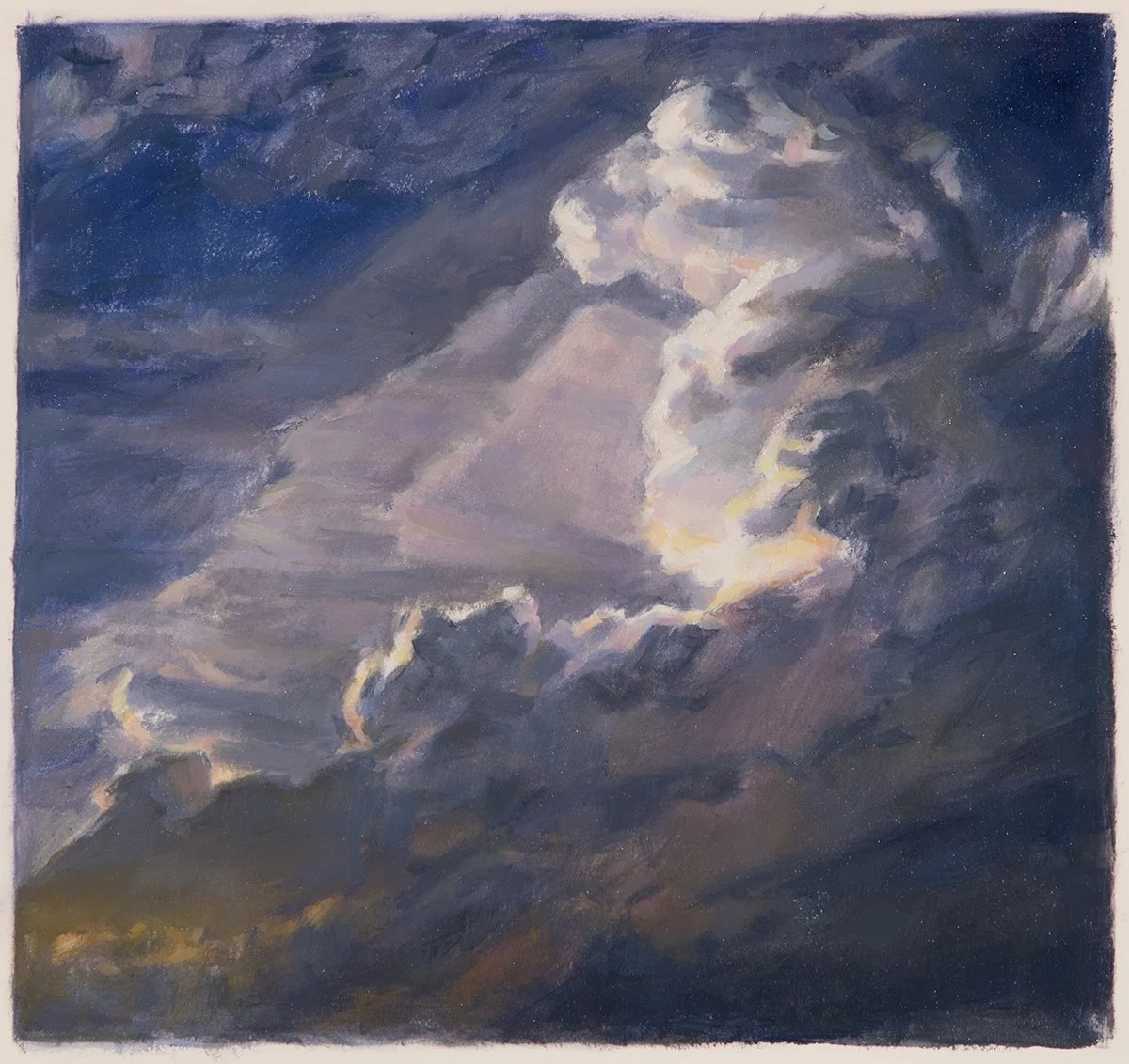 Clouds Close In, oil on oil paper, 12" x 13"