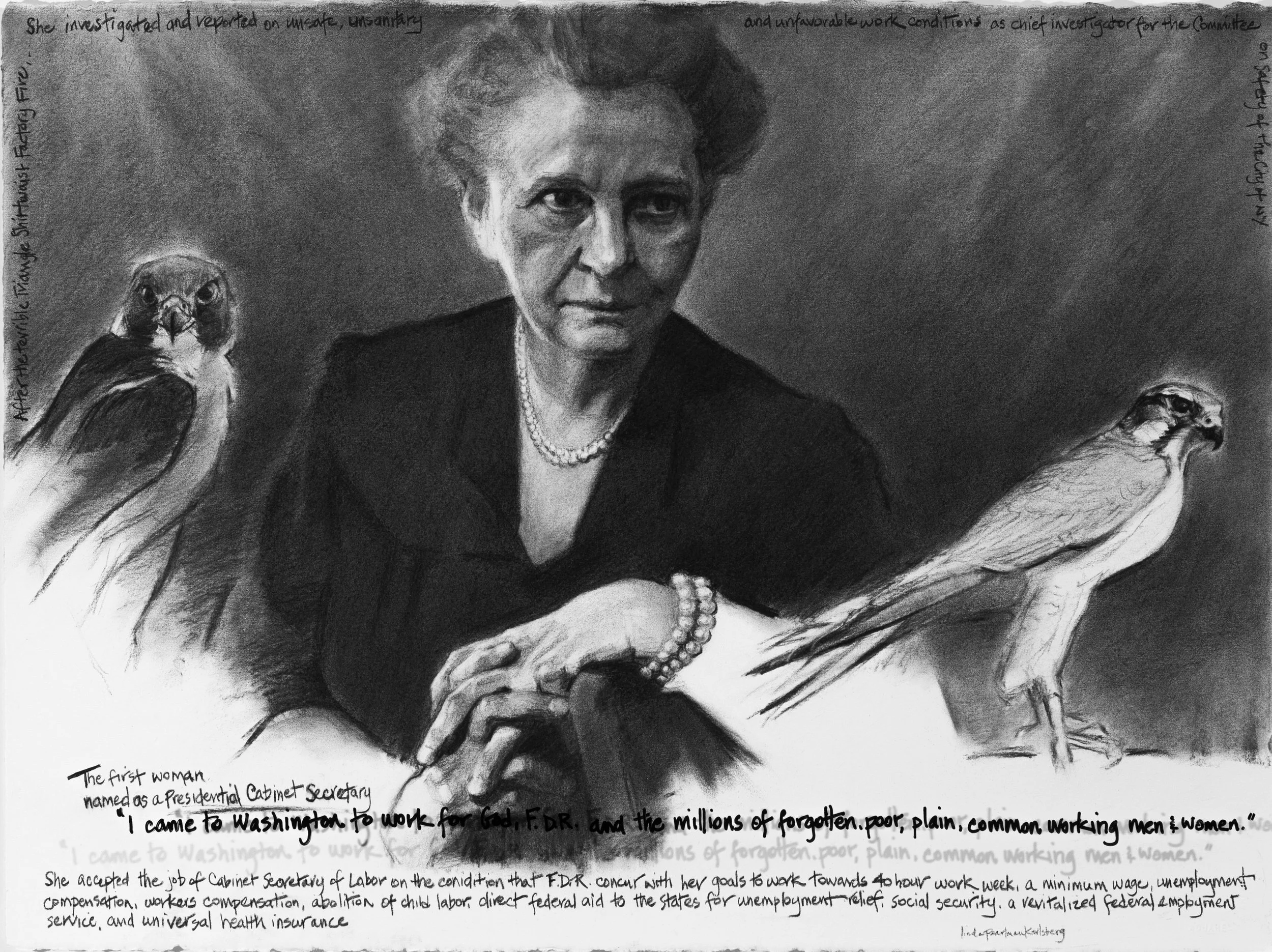 She Spoke Up XVII, Francis Perkins, charcoal on Arches paper, 22.5" x 30"