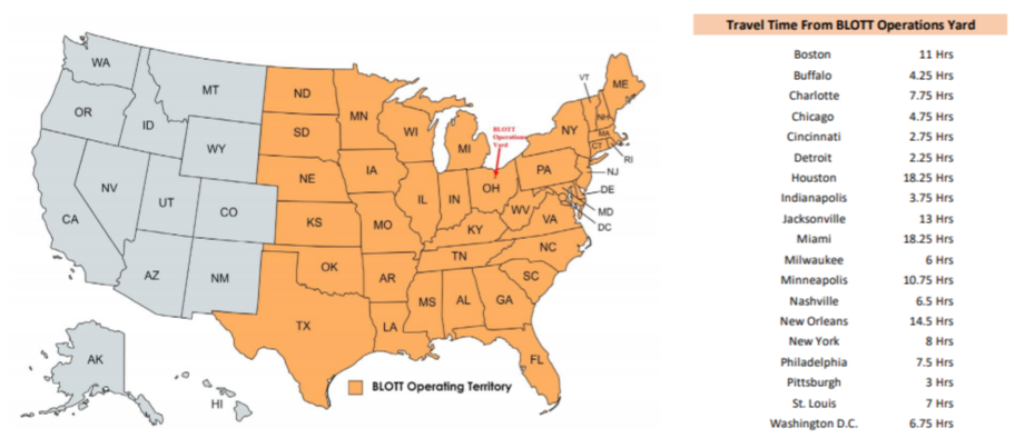 Blott Utility Services Operating Territory