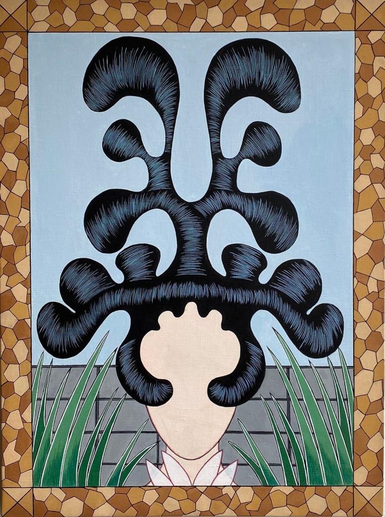   Orchid Head  2021 flashe and acrylic paint on linen. 24 in. x 18 in. SOLD 