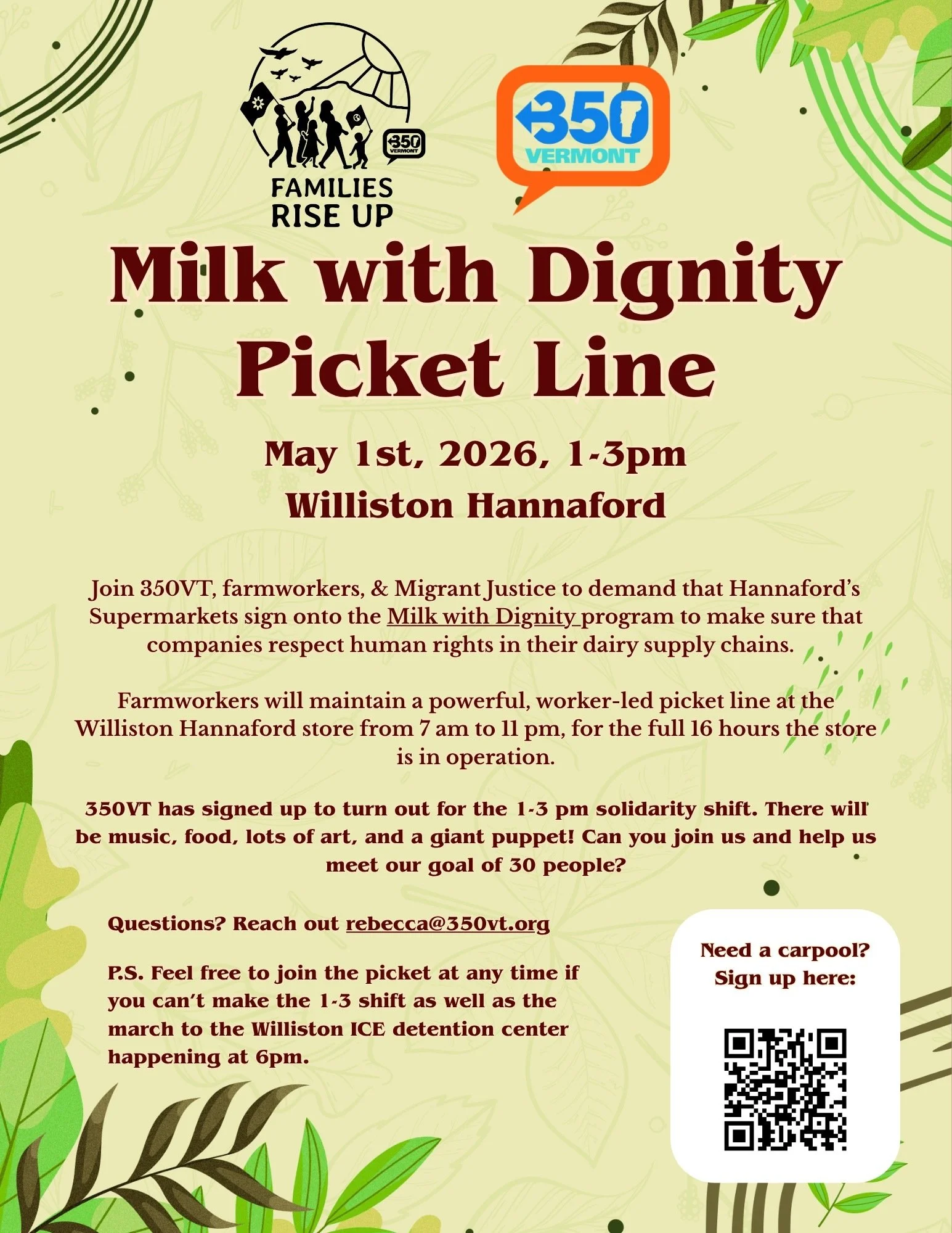 Milk with Dignity Picket Line info flyer