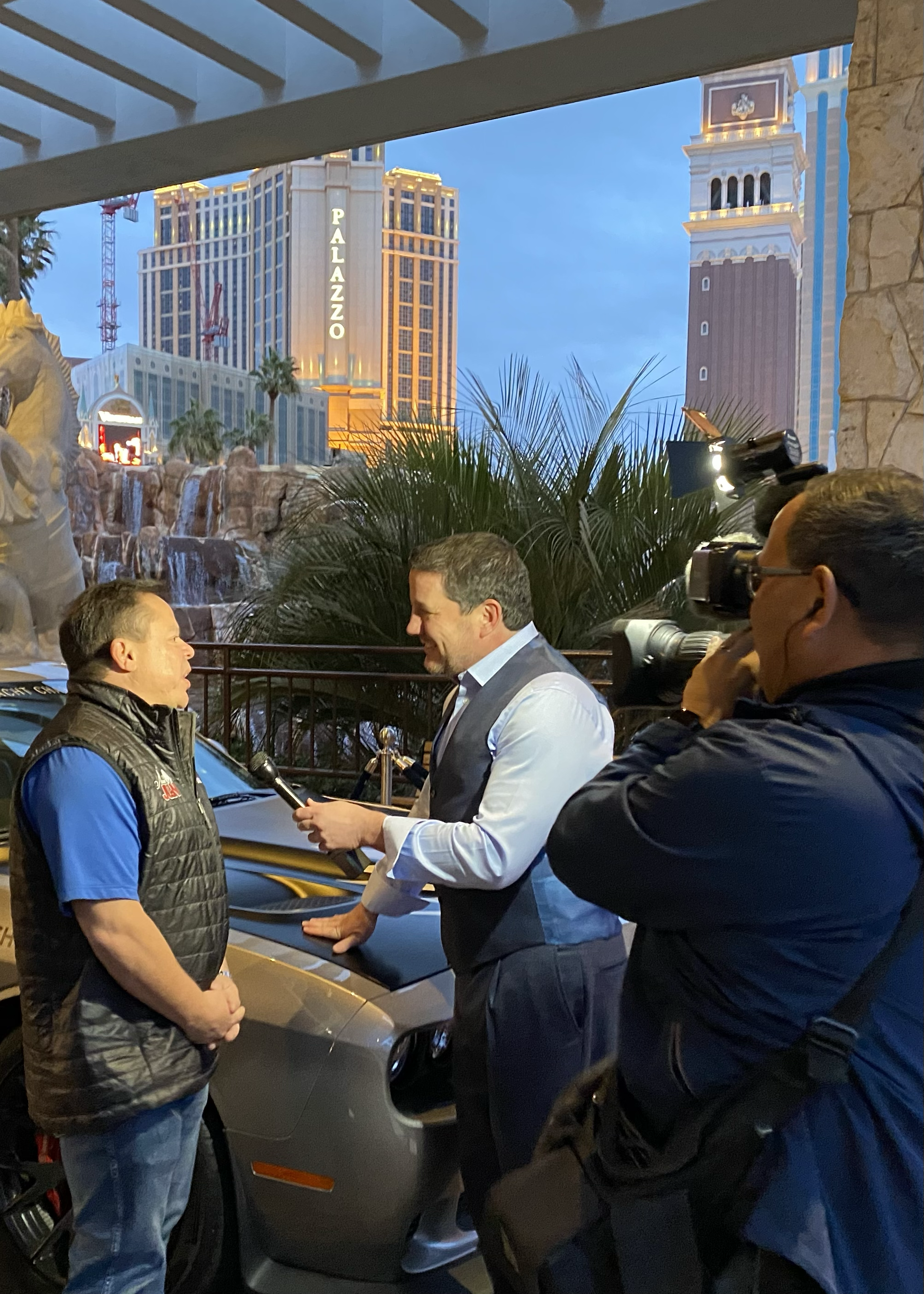Marketing client being interviewed by a Las Vegas news source as a result of Revenue Media Group's, a high end marketing and public relations agency, top tier public relations efforts in Las Vegas
