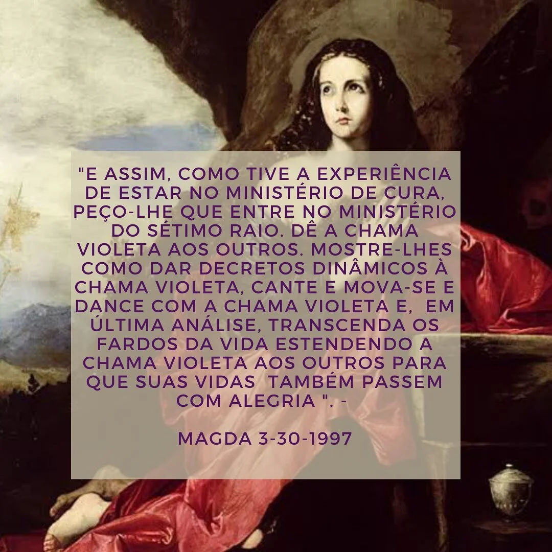 Dica do Mestre

Amada Magda

Excerto tirado de um ditado transmitido atrav&eacute;s da mensageira #elizabethclareprophet 

#mestreascenso 
#chamavioleta